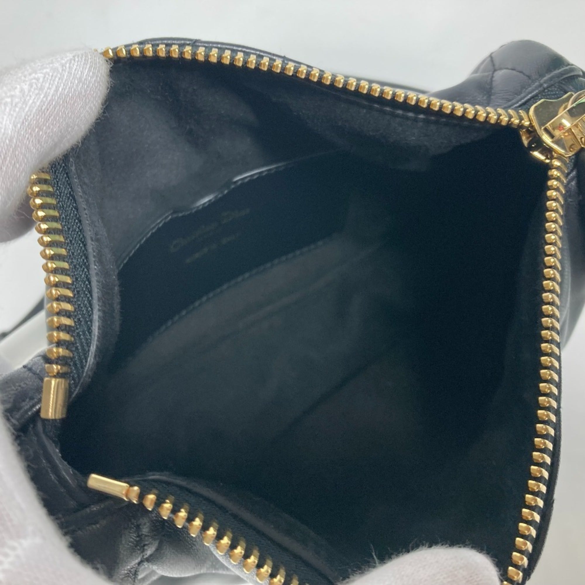 Christian Dior Black White Leather Handbag Shoulder Bag (Pre-Owned)