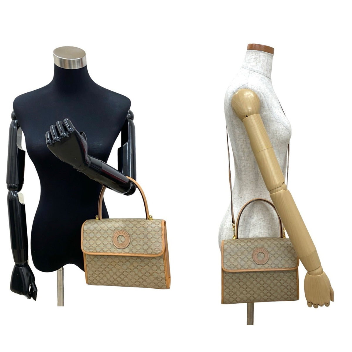 Celine Beige Leather Pvc Handbag Shoulder Bag (Pre-Owned)