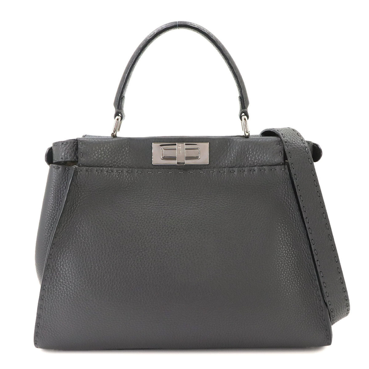 Fendi Gray Leather Handbag (Pre-Owned)