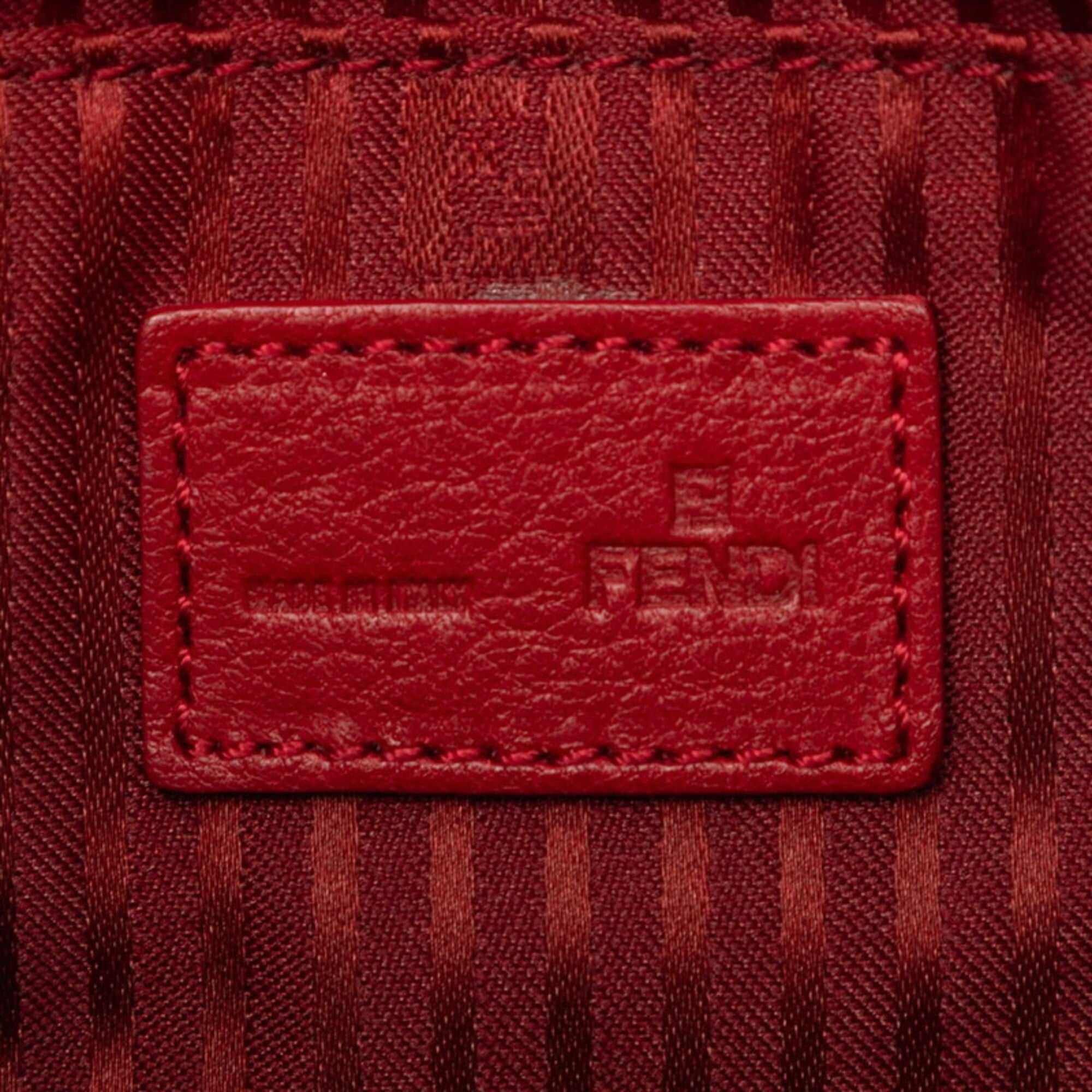 Fendi Red Color Leather Shoulder Bag (Pre-Owned)