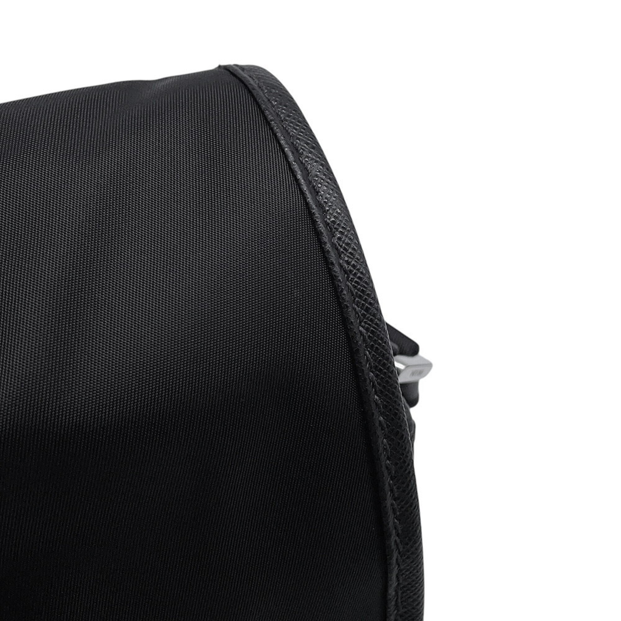 Prada Black Nylon Leather Handbag Pouch Shoulder Bag (Pre-Owned)