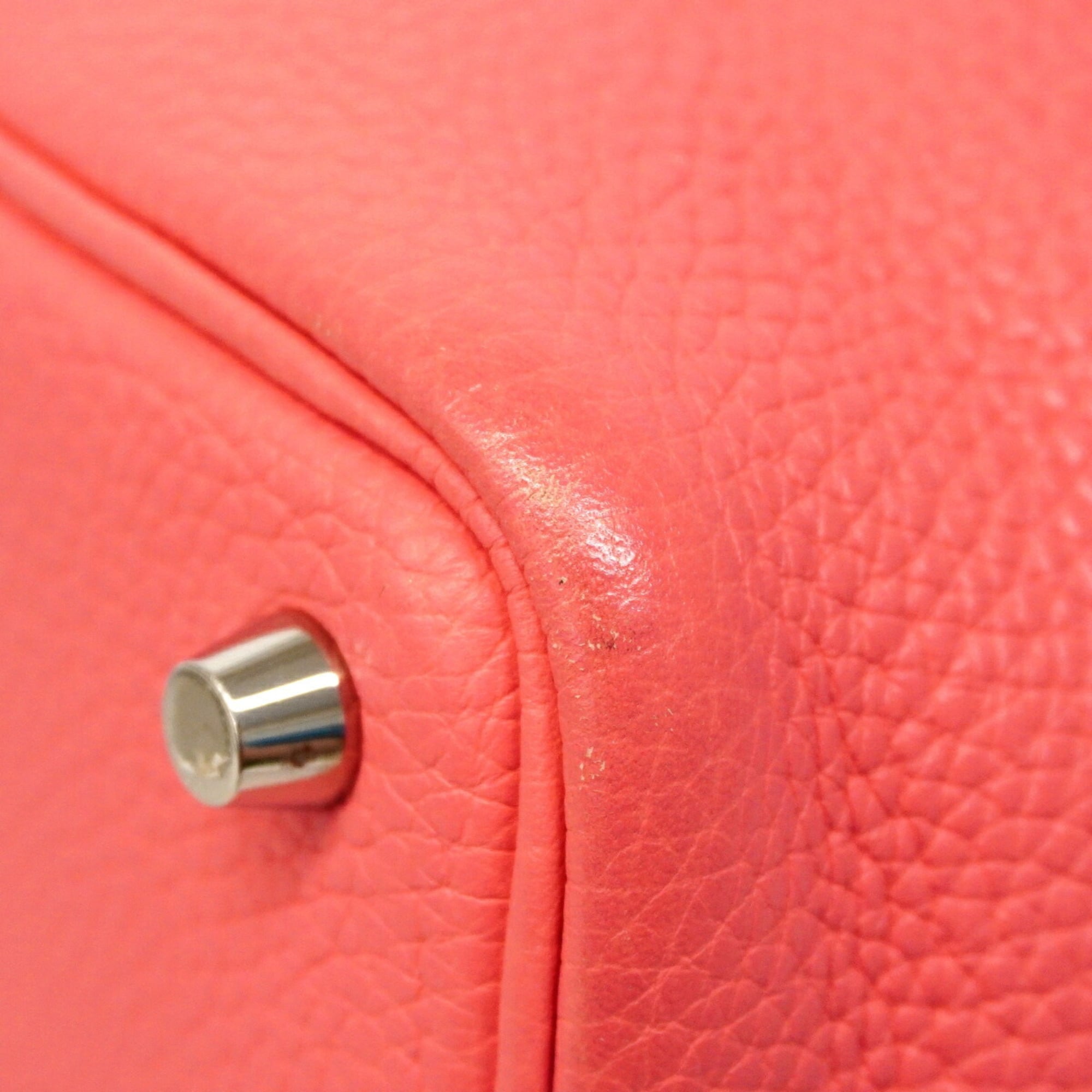 Hermes Rose Azalee Taurillon Clemence Leather Handbag (Pre-Owned)