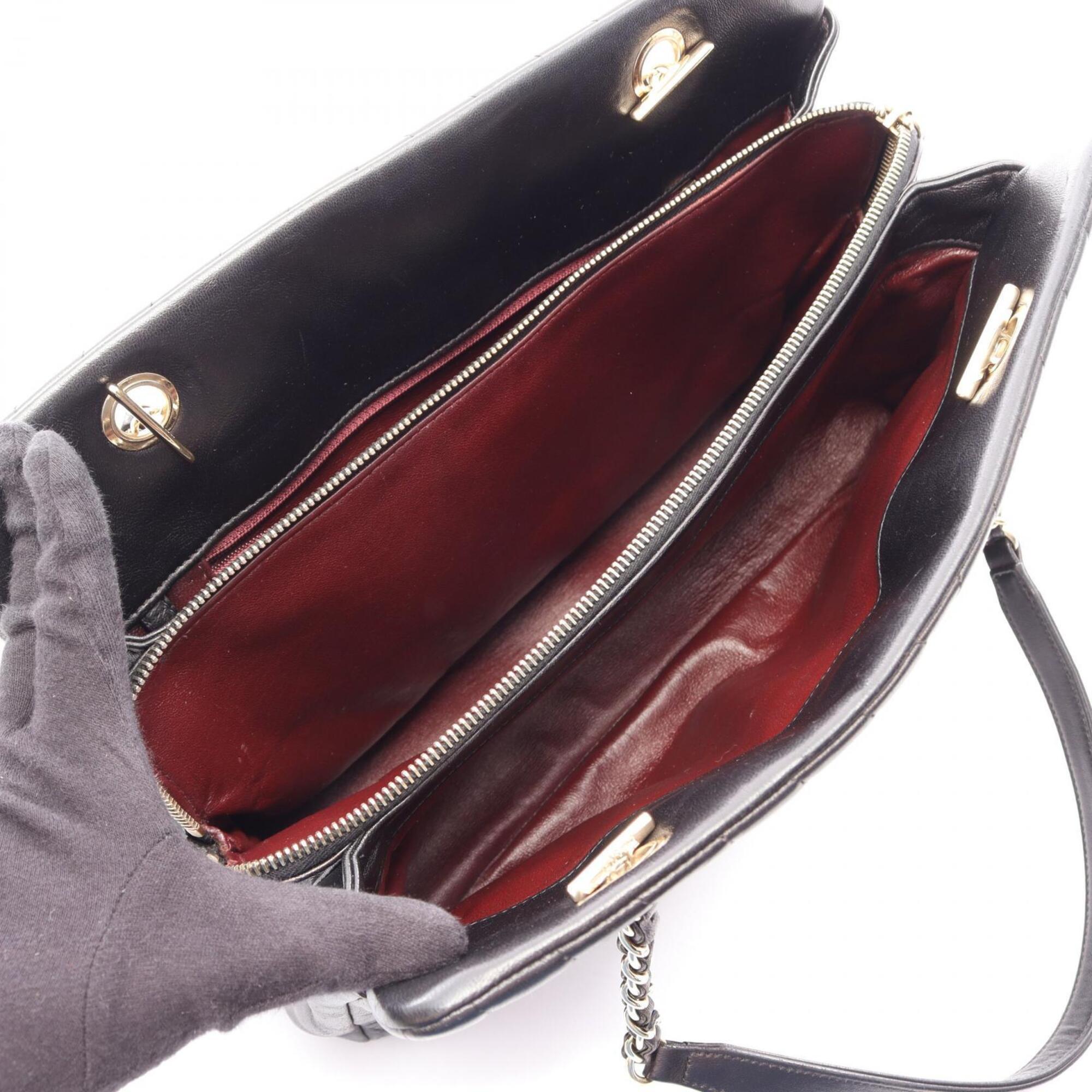 Chanel Black Leather Handbag Tote Bag (Pre-Owned)