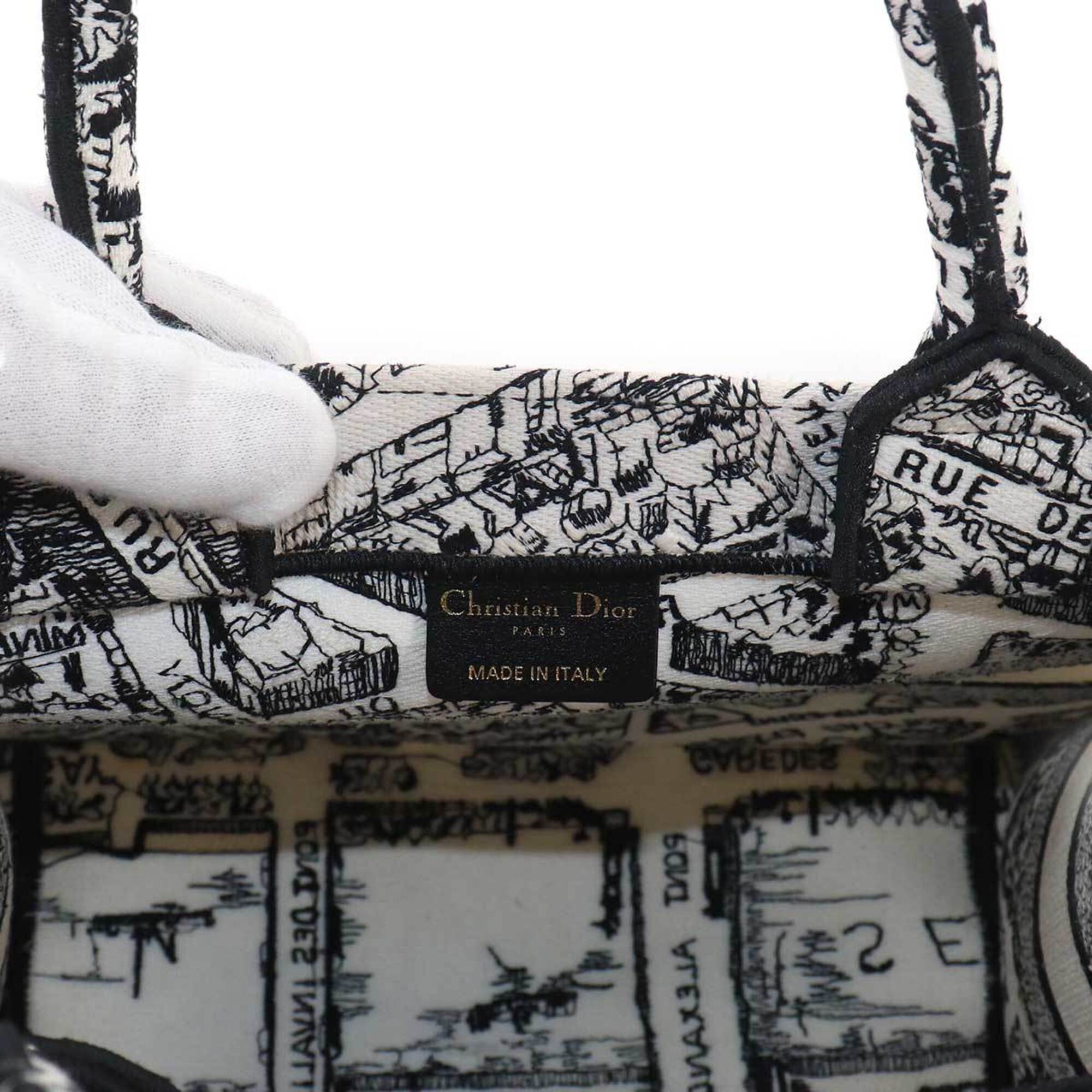 Christian Dior Black White Canvas Handbag Tote Bag (Pre-Owned)
