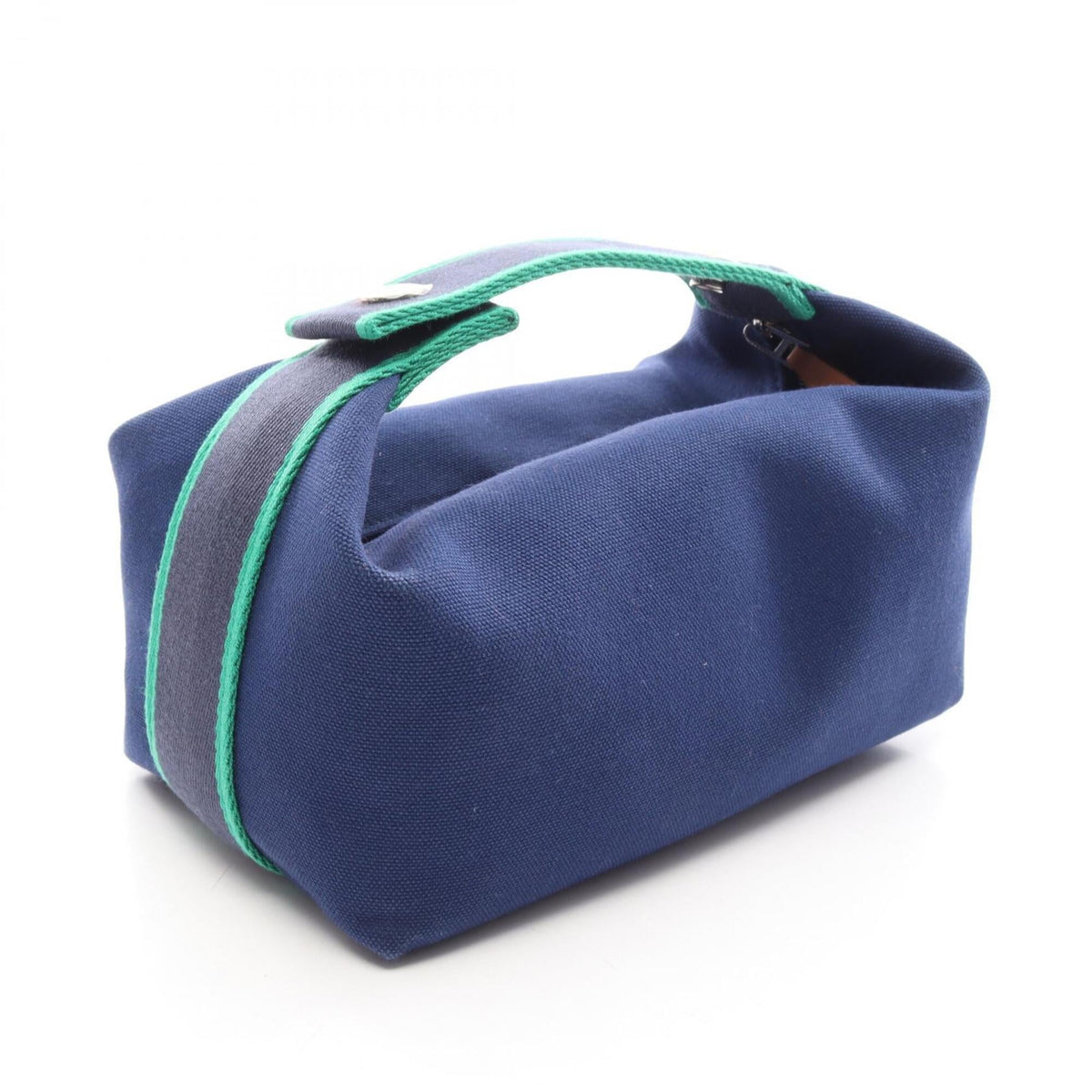 Hermes Blue Green Canvas Handbag (Pre-Owned)