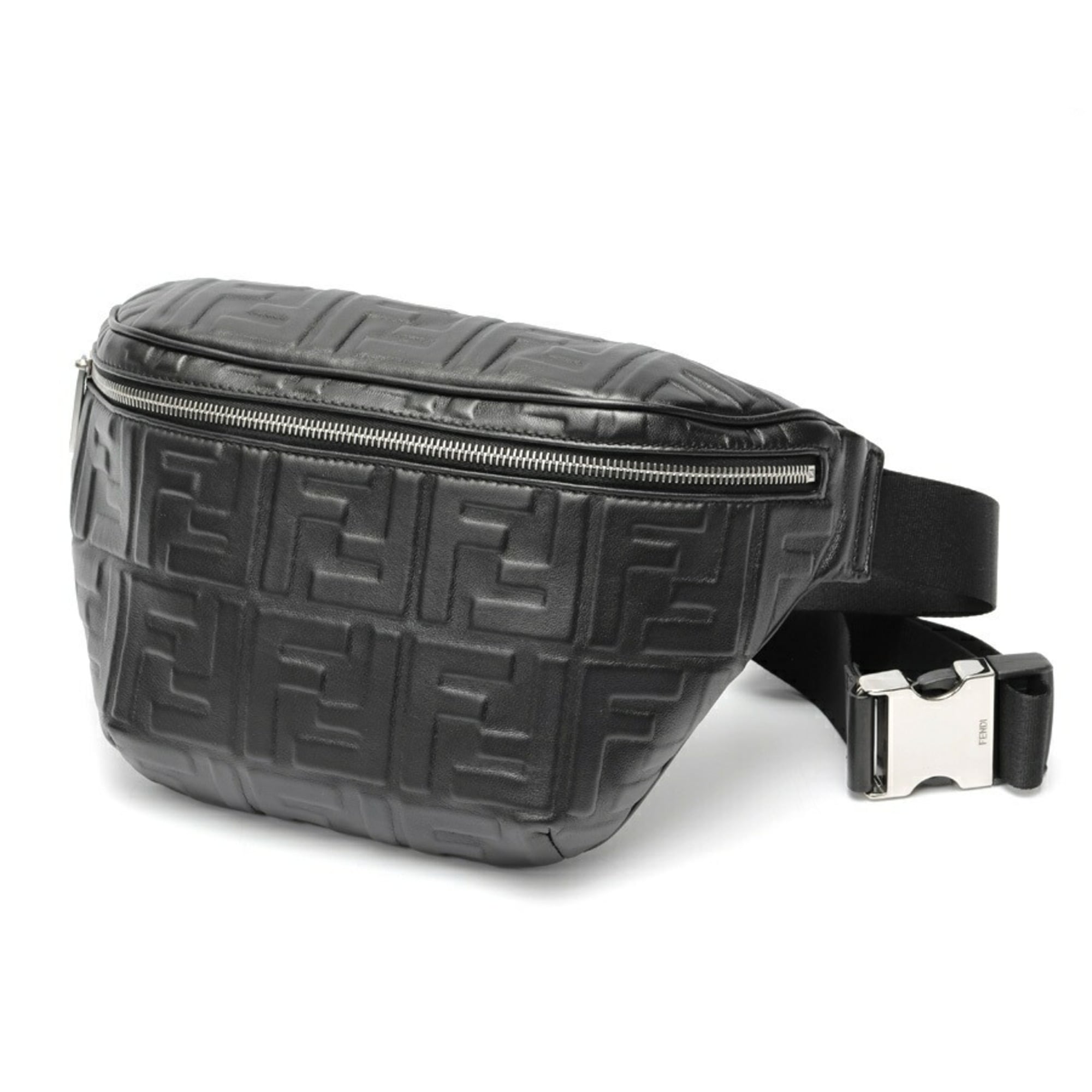 Fendi Black Leather Fanny Pack Sling Bag (Pre-Owned)