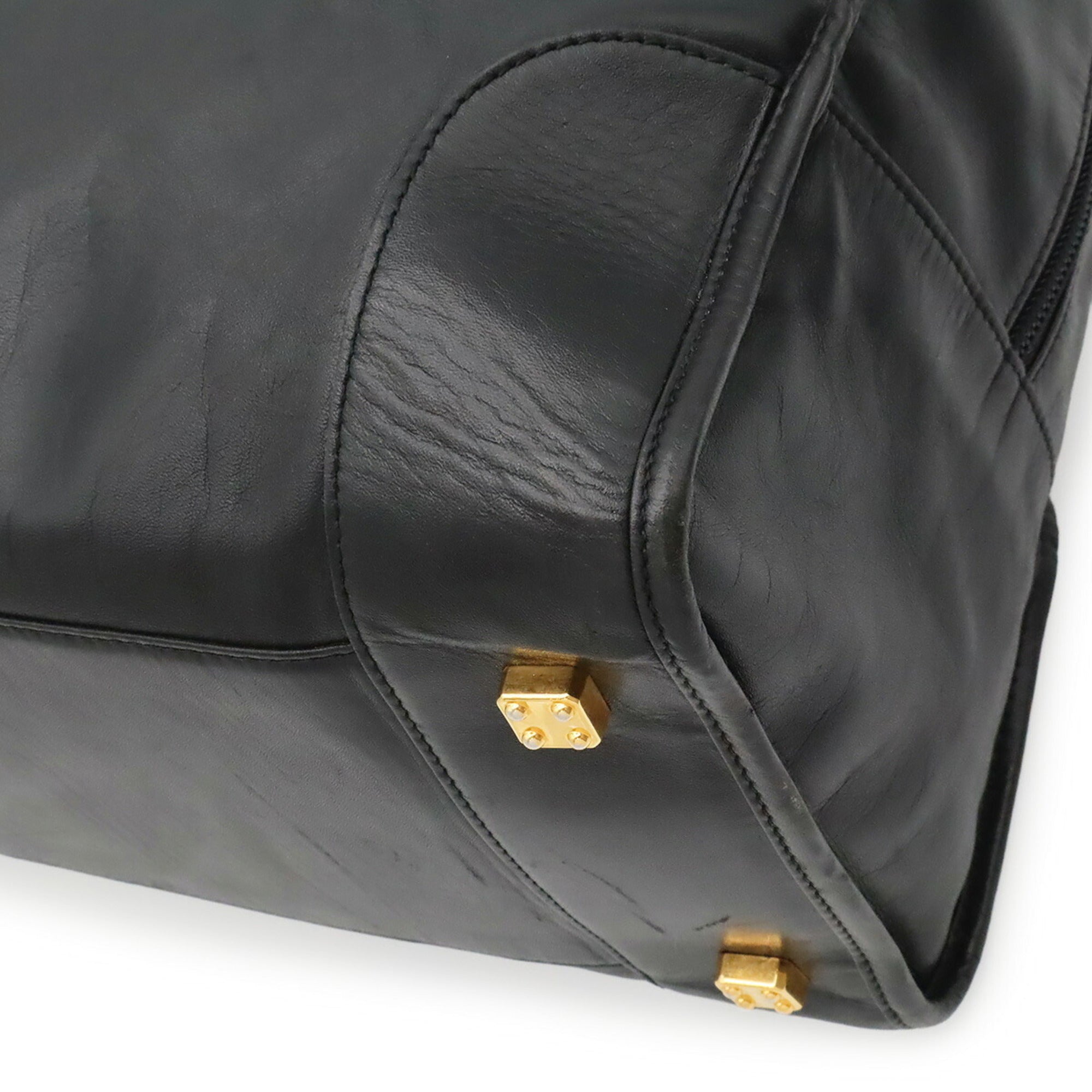 Loewe Amazona Black Leather Boston Bag Handbag (Pre-Owned)