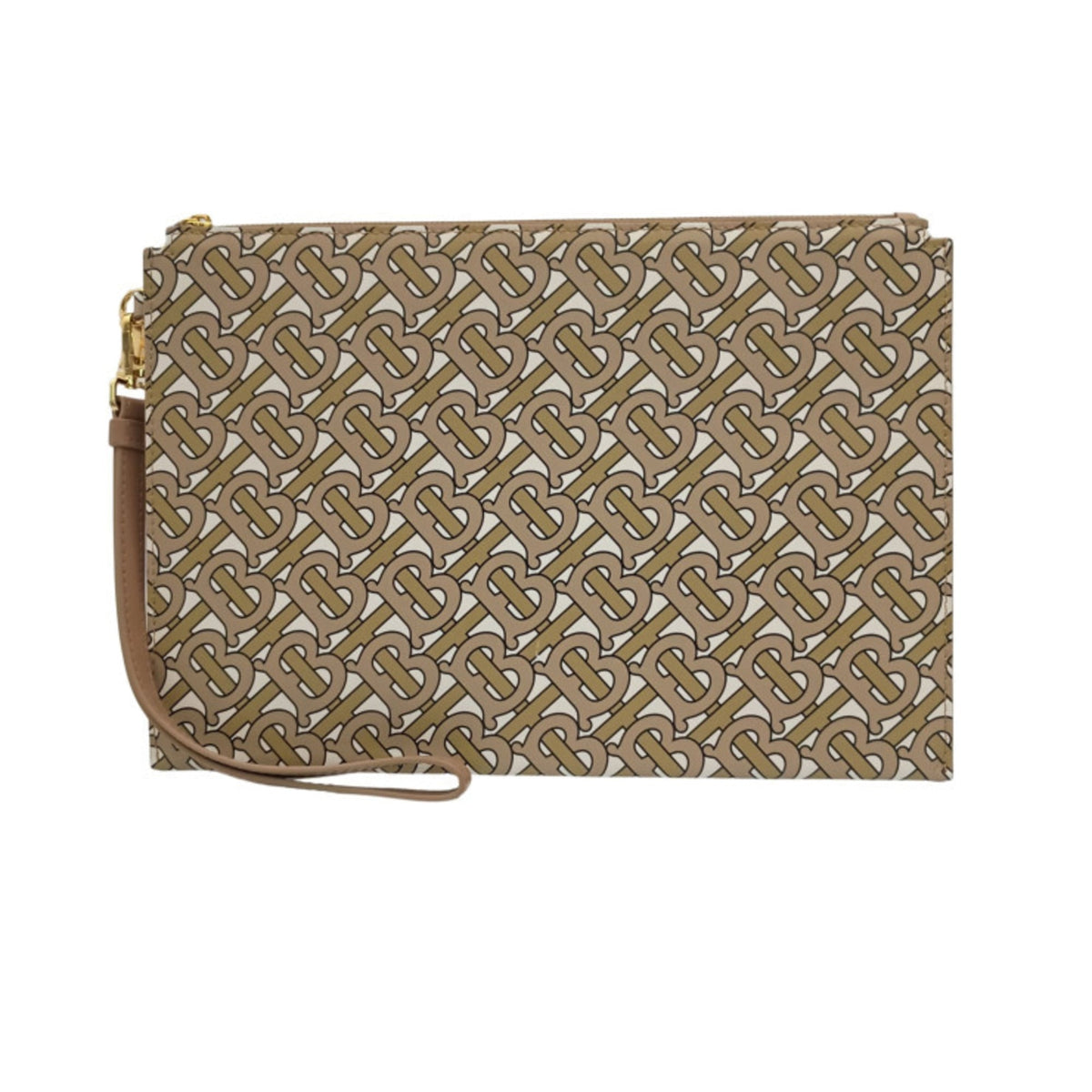 Burberry Beige Canvas Clutch Bag Handbag (Pre-Owned)