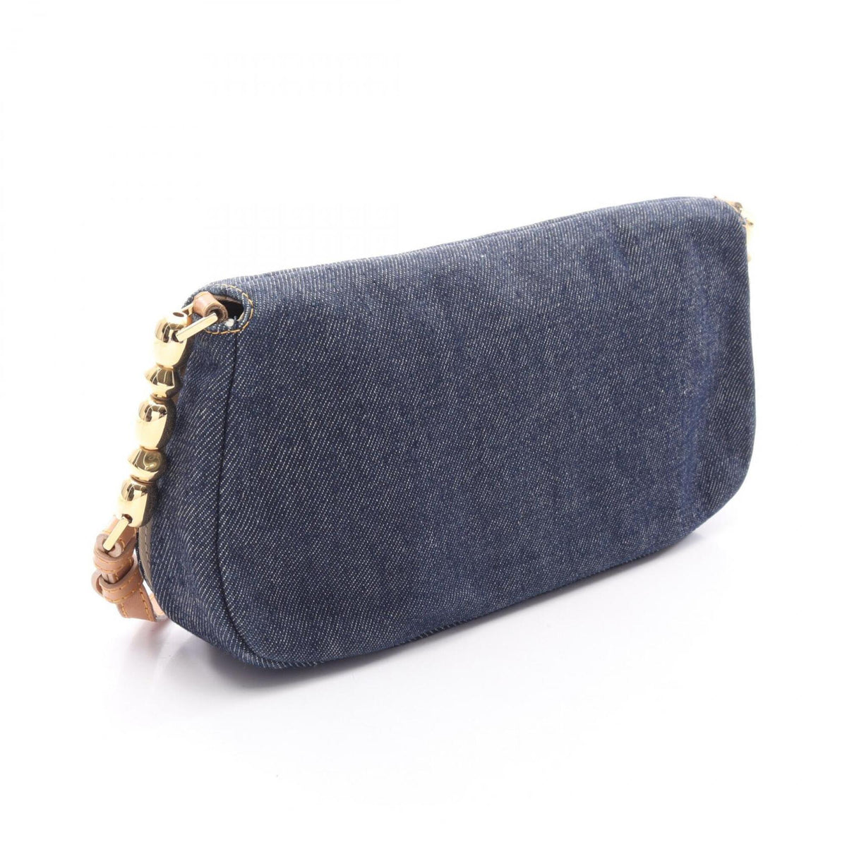 Christian Dior Beige Navy Denim Leather Handbag Shoulder Bag (Pre-Owned)