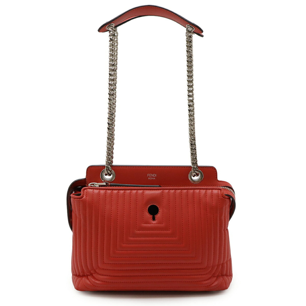Fendi Dotcom Red Color Leather Pouch Shoulder Bag (Pre-Owned)