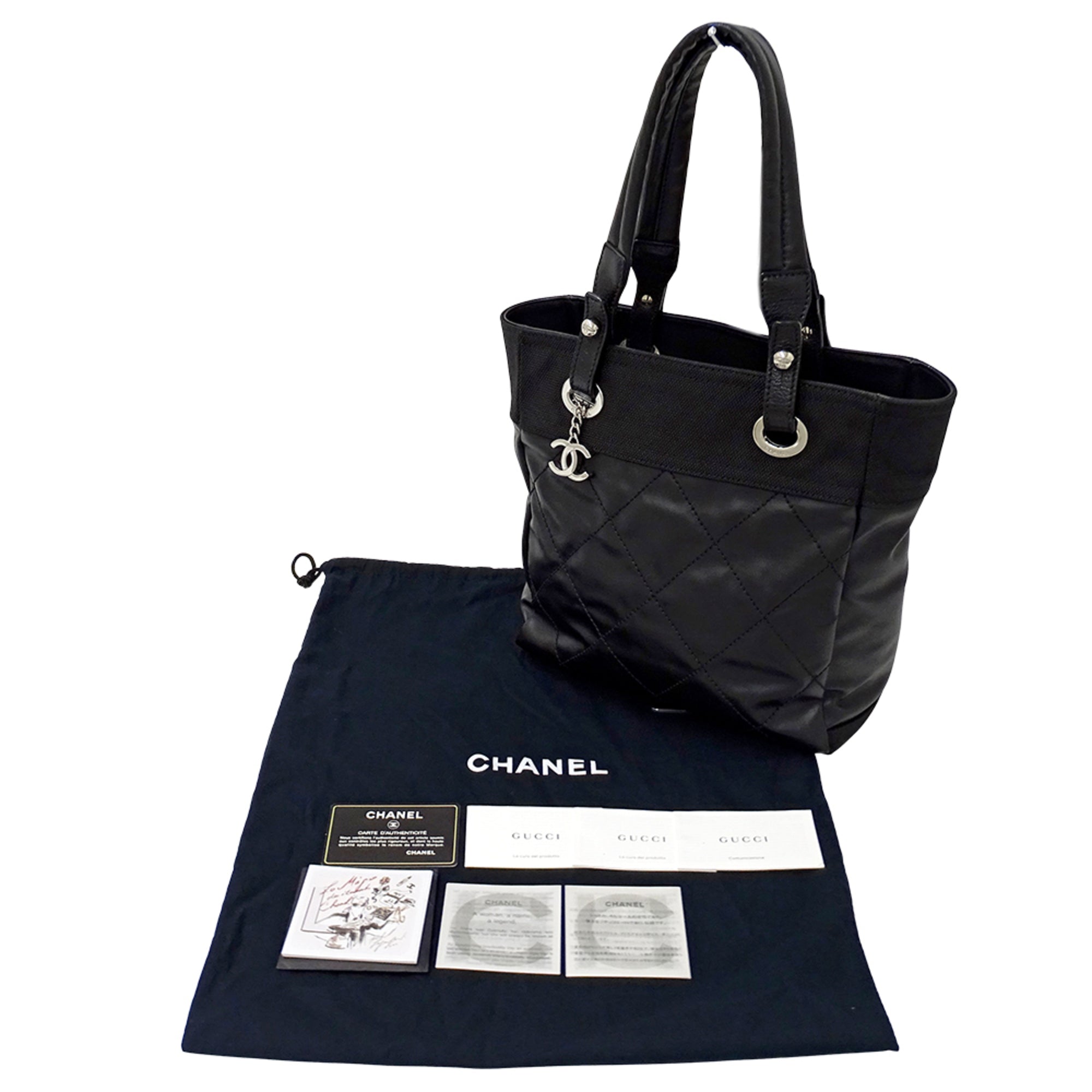 Chanel Black Coated Canvas Handbag Tote Bag (Pre-Owned)