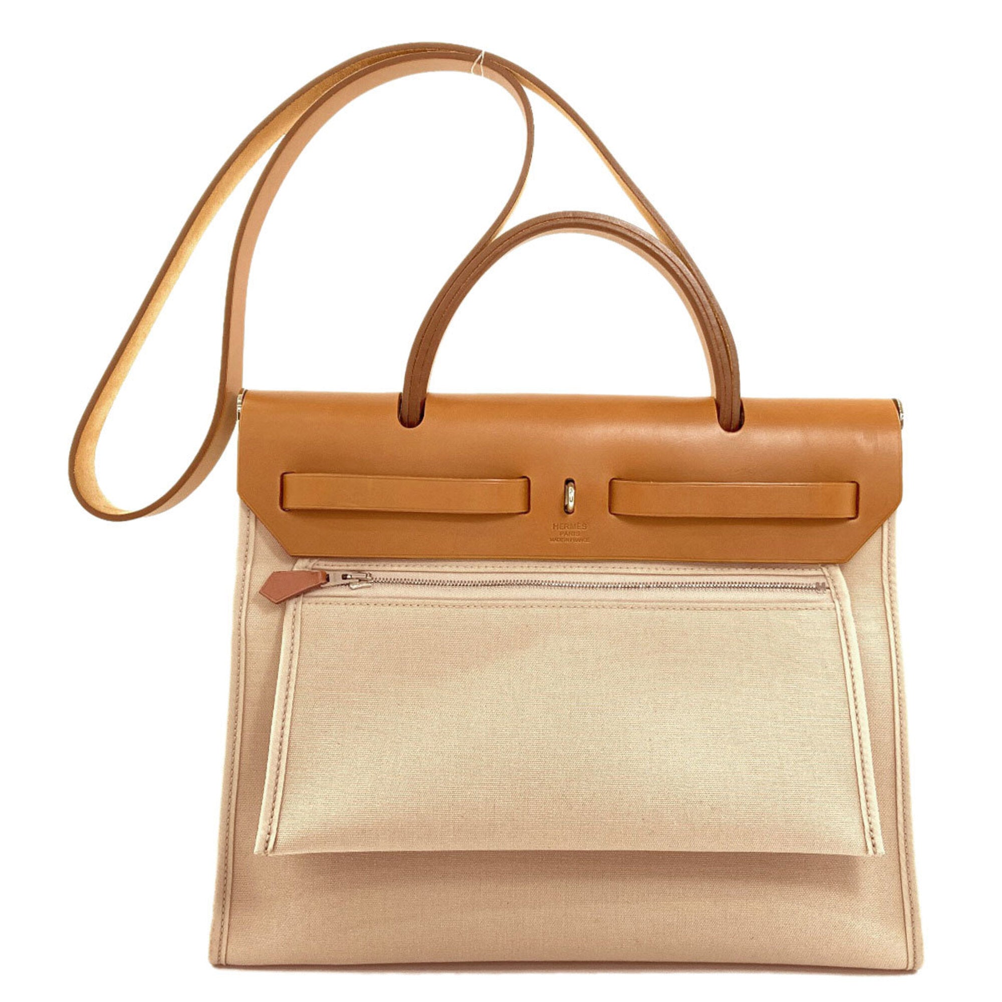 Hermes Beige Toile Officier Handbag Pouch (Pre-Owned)