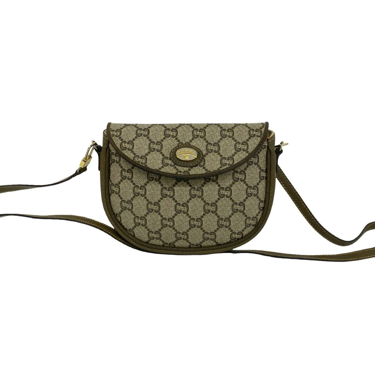 Gucci Brown Leather Pvc Pochette Shoulder Bag (Pre-Owned)