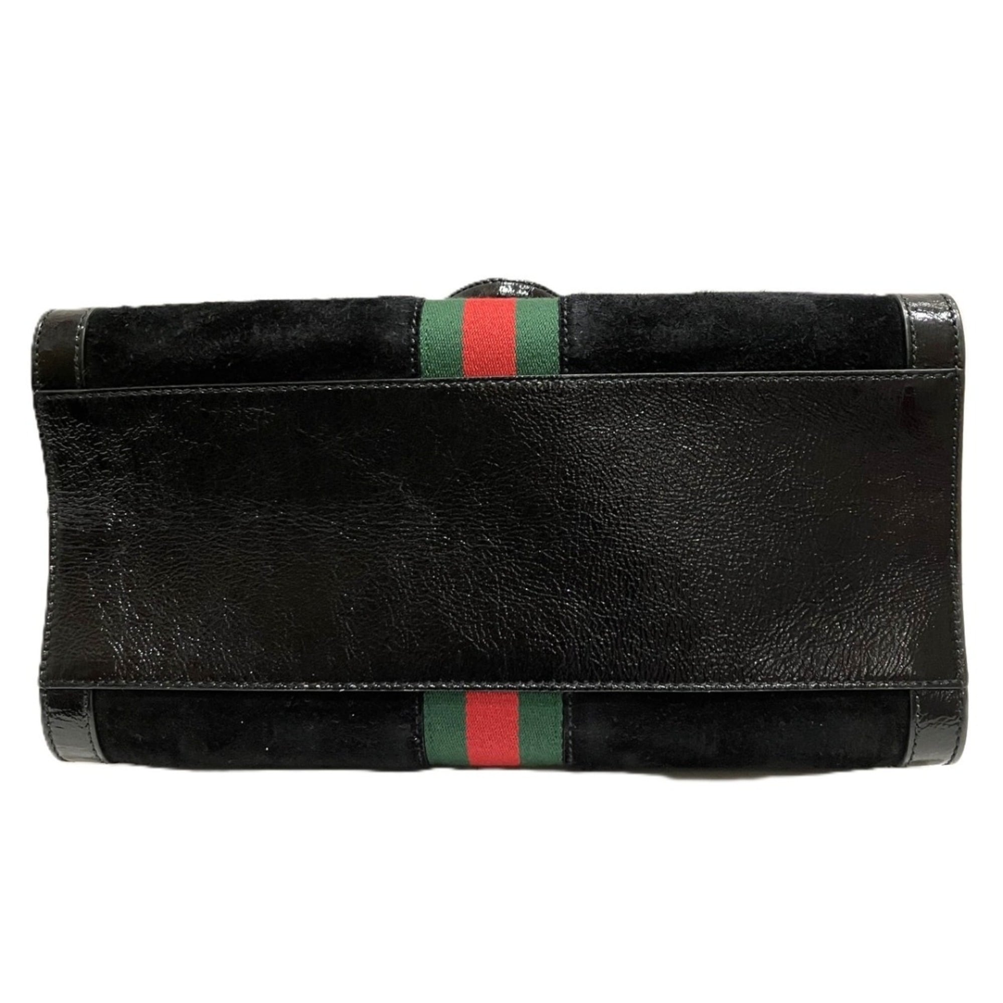 Gucci Sherry Line Black Suede Leather Handbag (Pre-Owned)