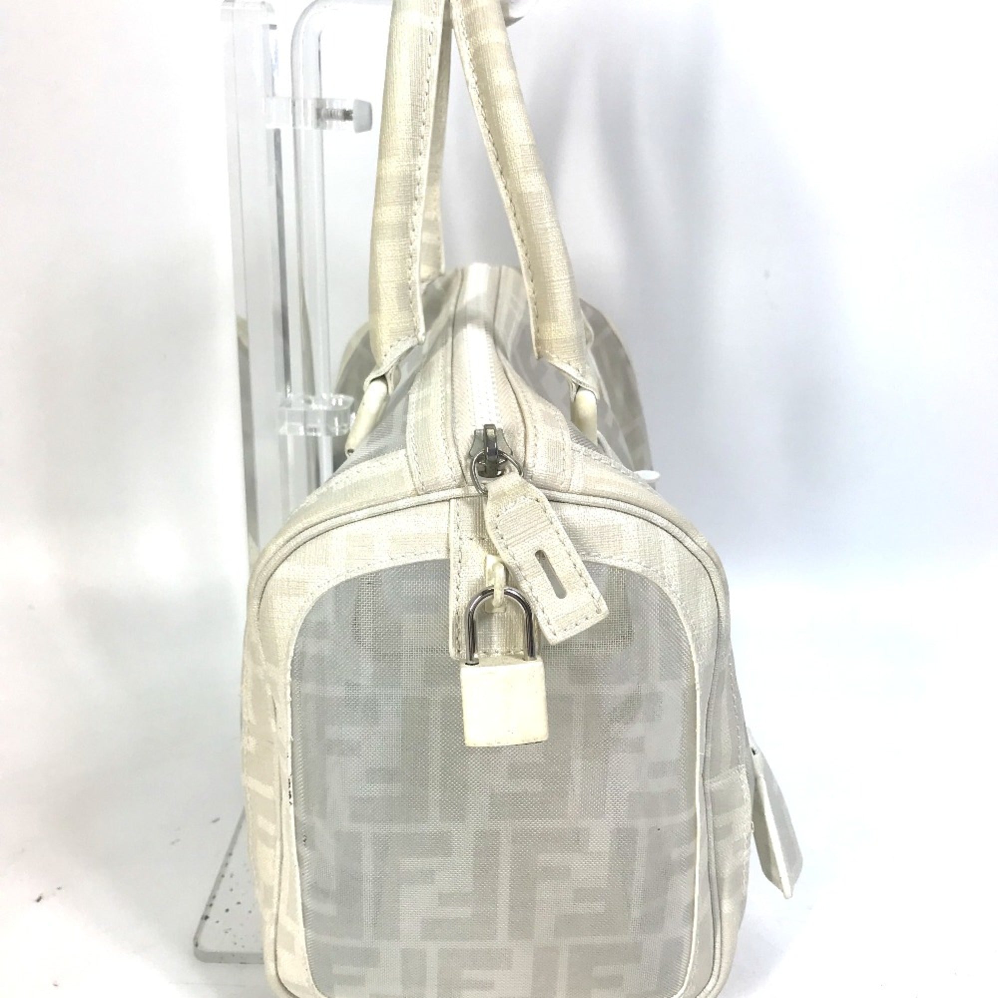 Fendi White Leather Boston Bag (Pre-Owned)