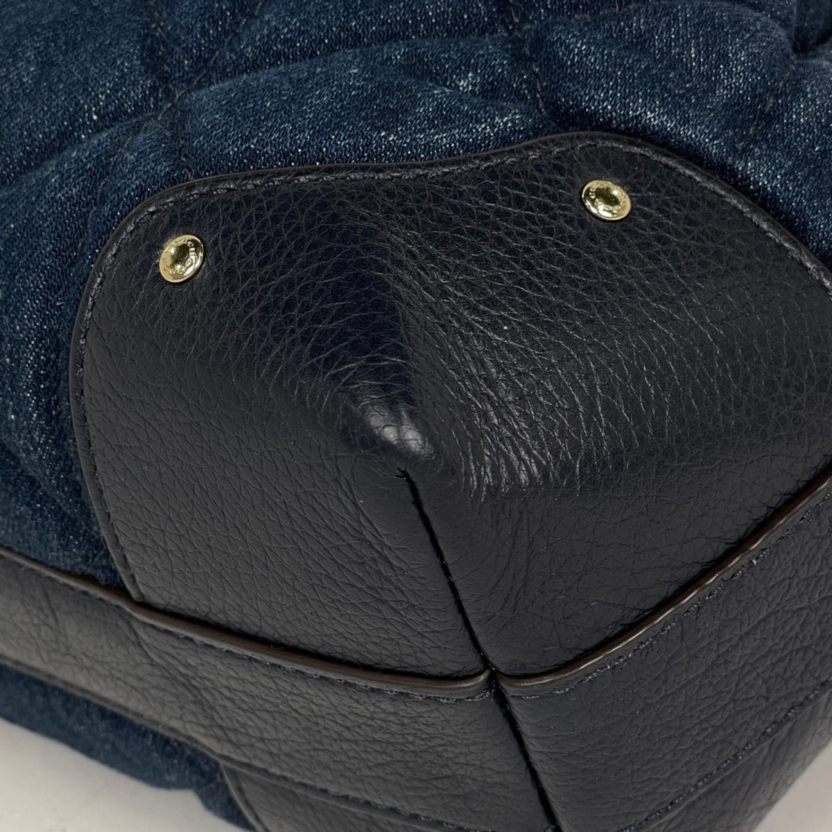 Coach Blue Brown Denim Leather Shoulder Bag (Pre-Owned)