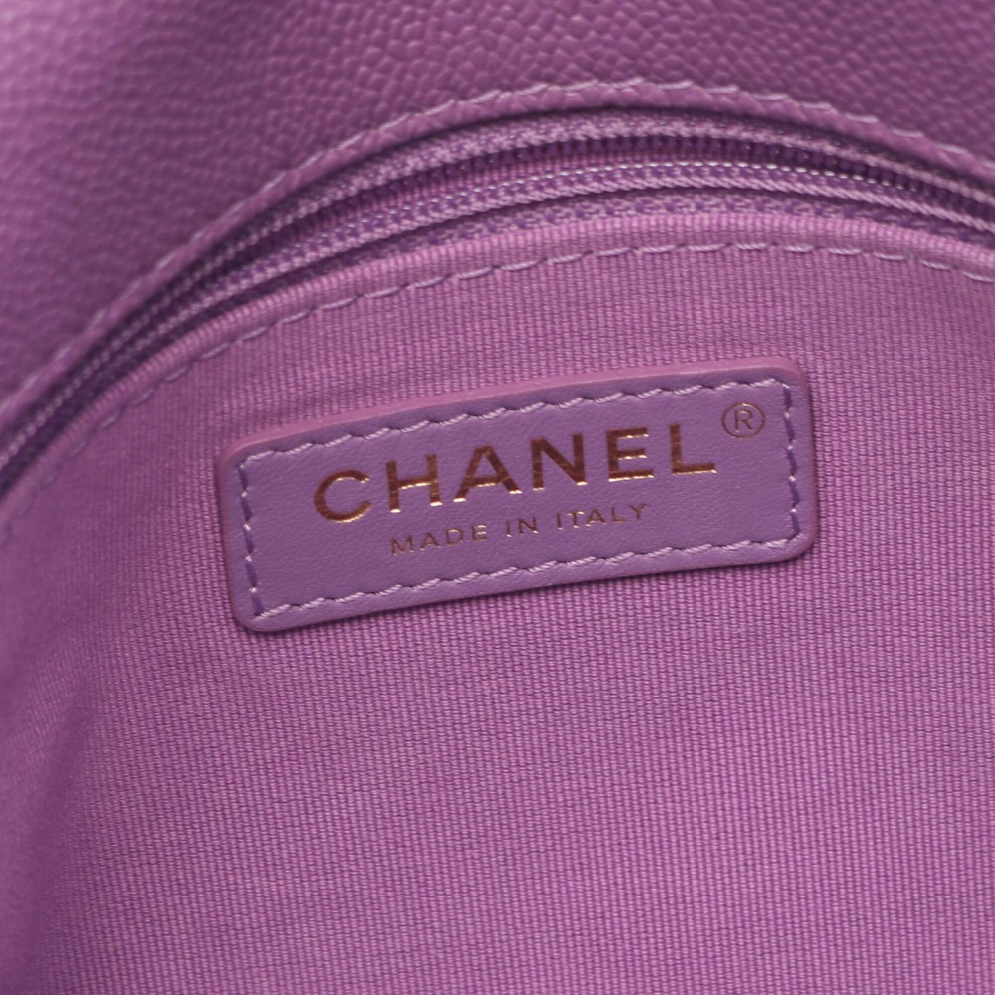 Chanel Purple Grained Calfskin Handbag Shoulder Bag (Pre-Owned)