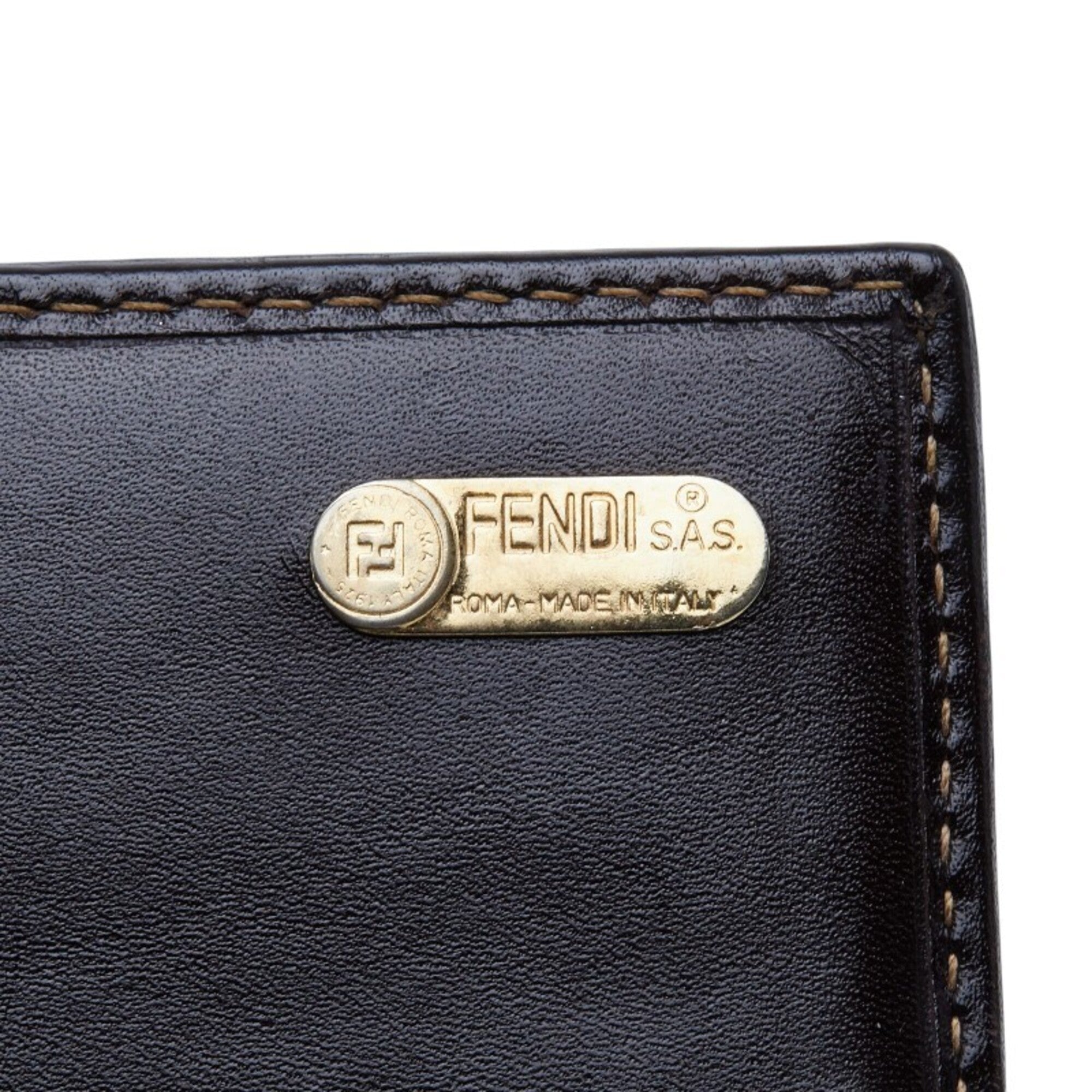 Fendi Brown Canvas Leather Long Wallet (Bi-Fold) (Pre-Owned)