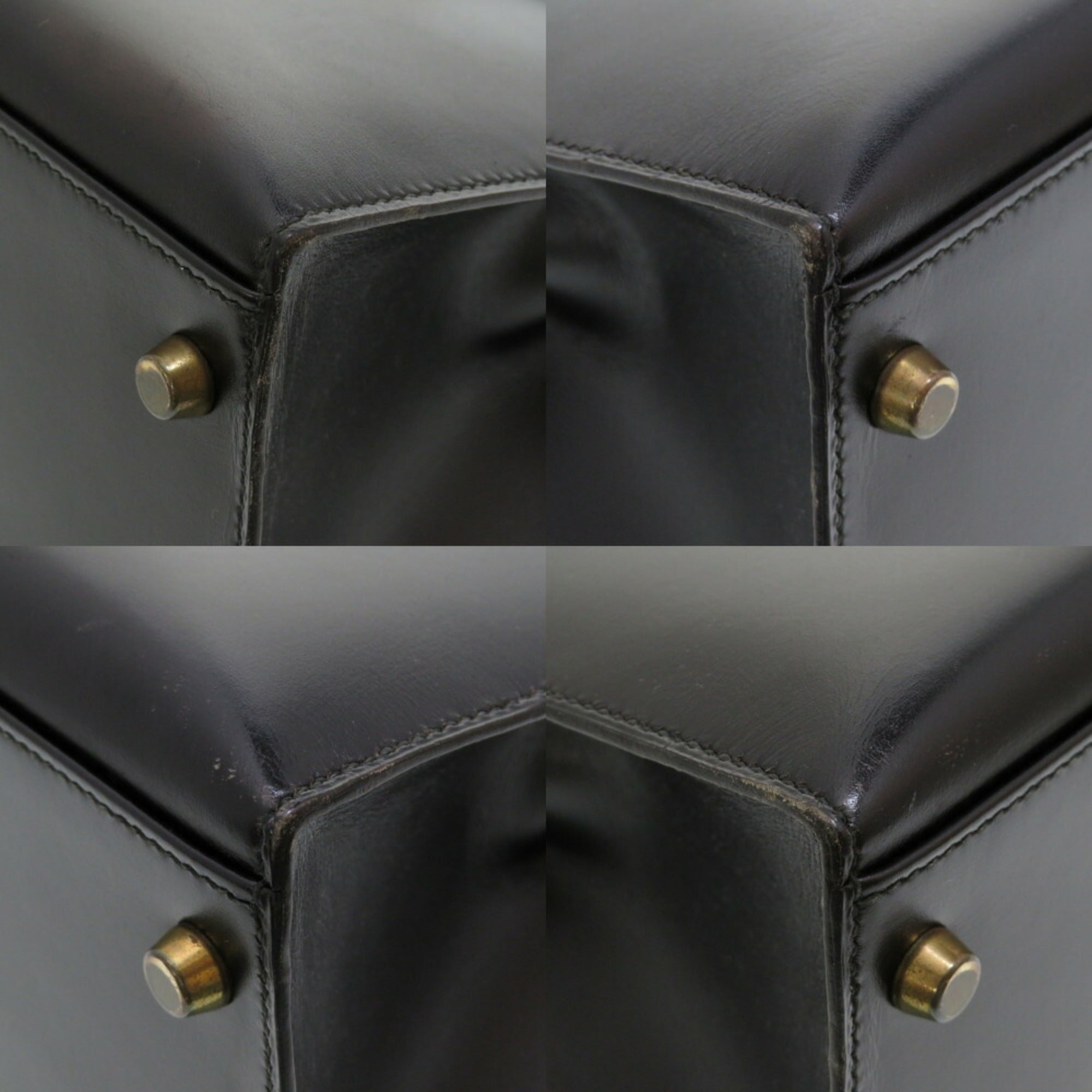 Hermes Black Box Calf Leather Handbag (Pre-Owned)