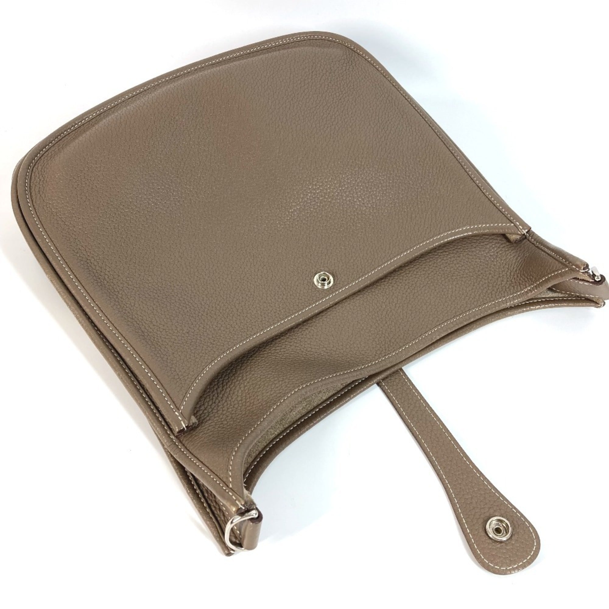 Hermes Etoupe Gray Gray Taurillon Clemence Leather Shoulder Bag (Pre-Owned)