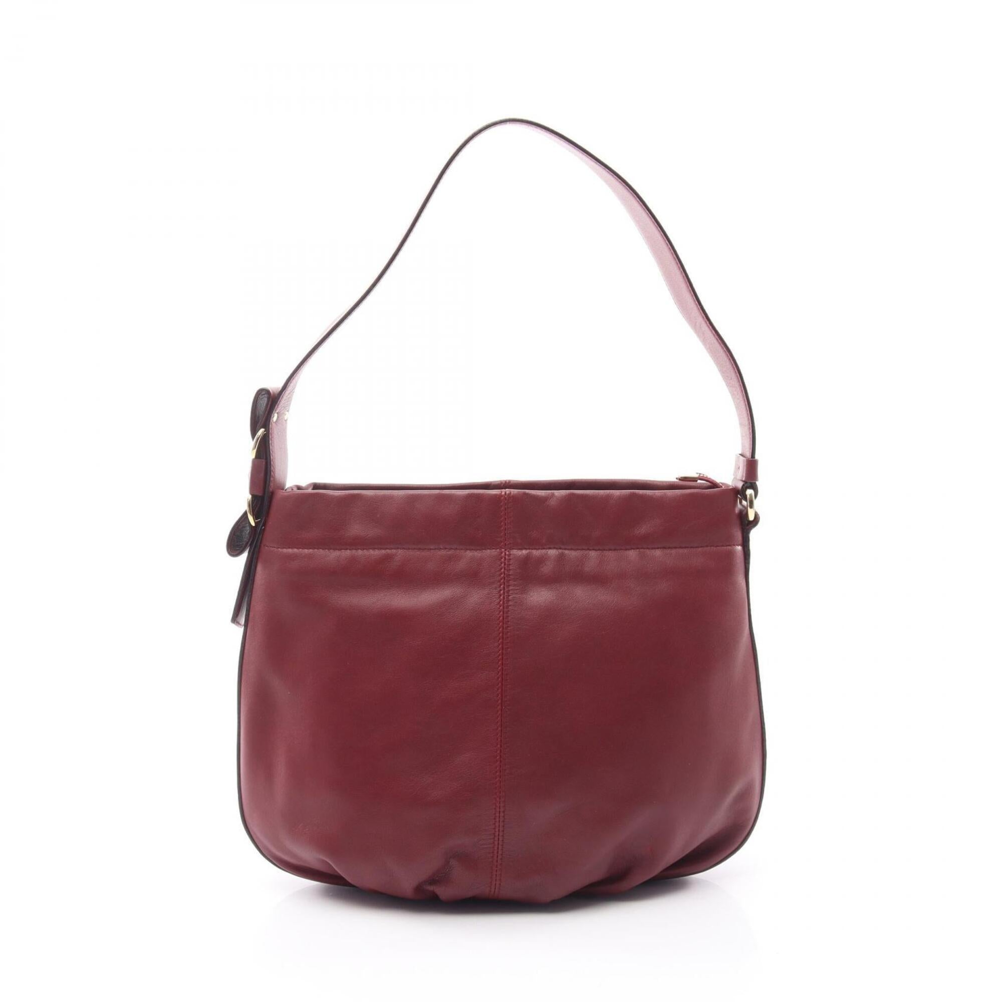 Salvatore Ferragamo Bordeaux Leather Handbag Shoulder Bag (Pre-Owned)