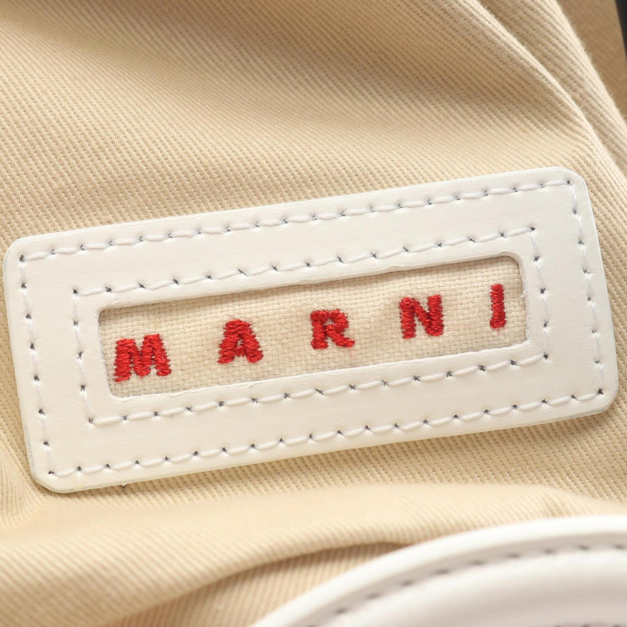 Marni Beige White Nylon Leather Cotton Basket Handbag Shoulder Bag (Pre-Owned)