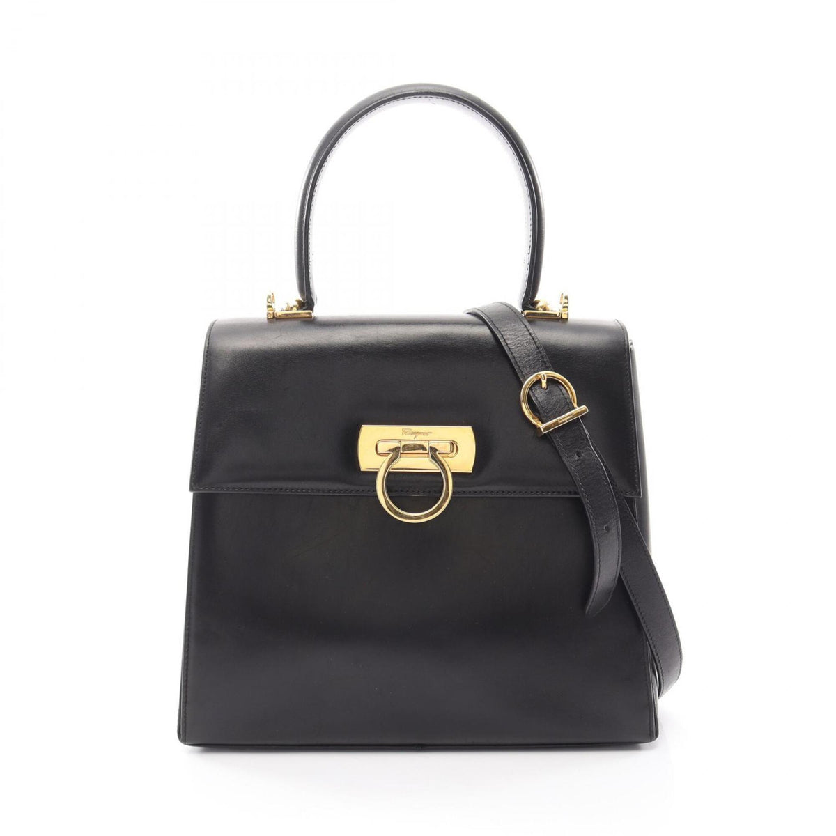 Salvatore Ferragamo Black Leather Handbag (Pre-Owned)