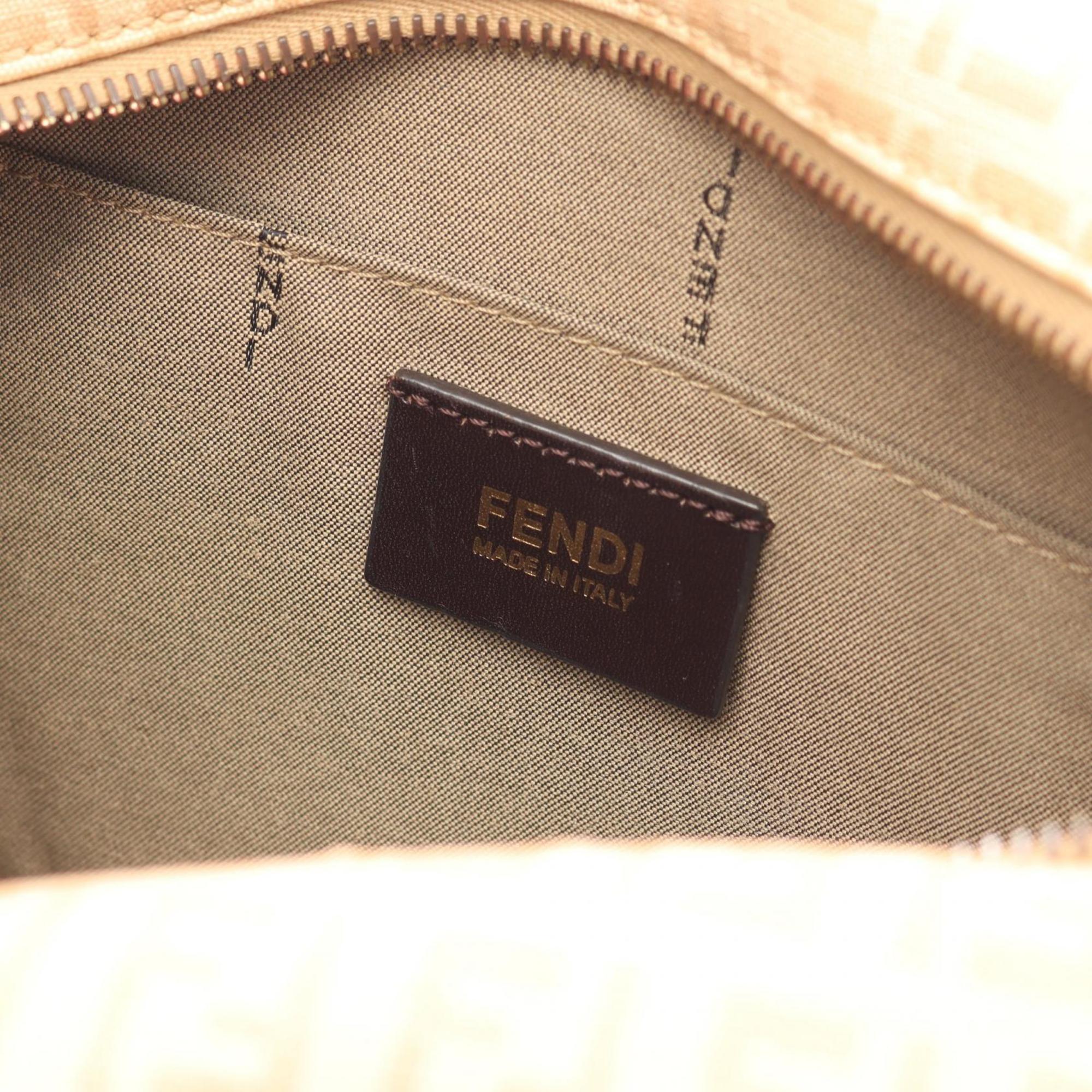 Fendi Beige Coated Canvas Leather Shoulder Bag (Pre-Owned)