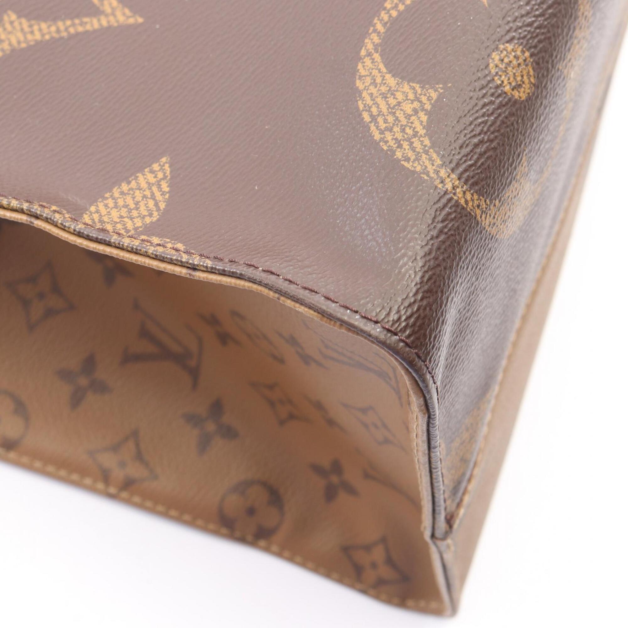 Louis Vuitton Beige Brown Monogram Coated Canvas Handbag Tote Bag (Pre-Owned)