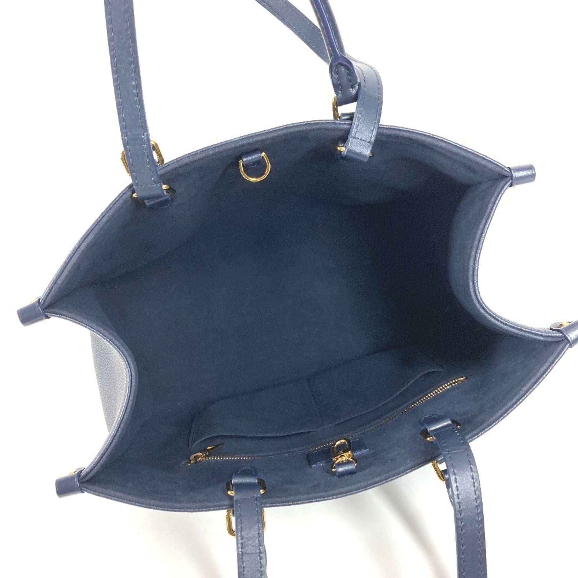 Louis Vuitton Navy White Leather Shoulder Bag Tote Bag (Pre-Owned)