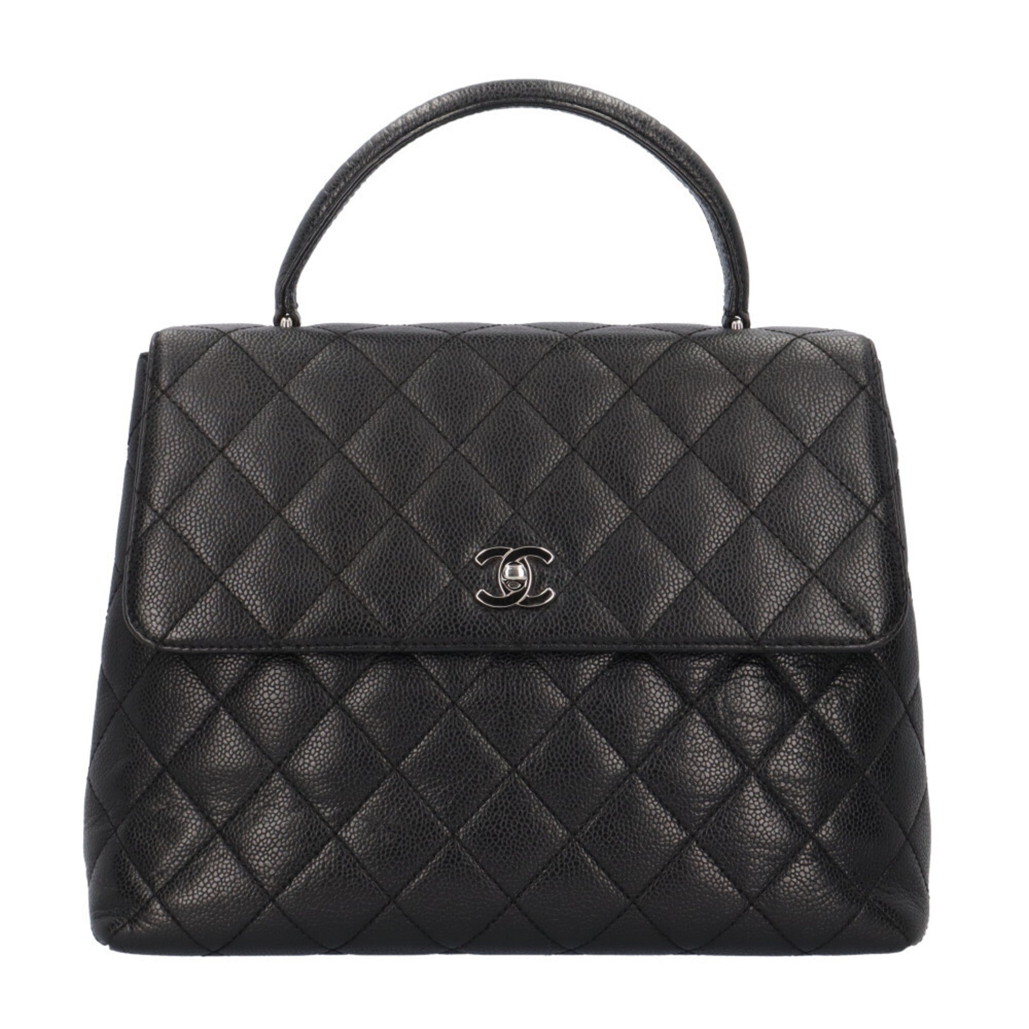 Chanel Matelasse Black Grained Calfskin Handbag (Pre-Owned)