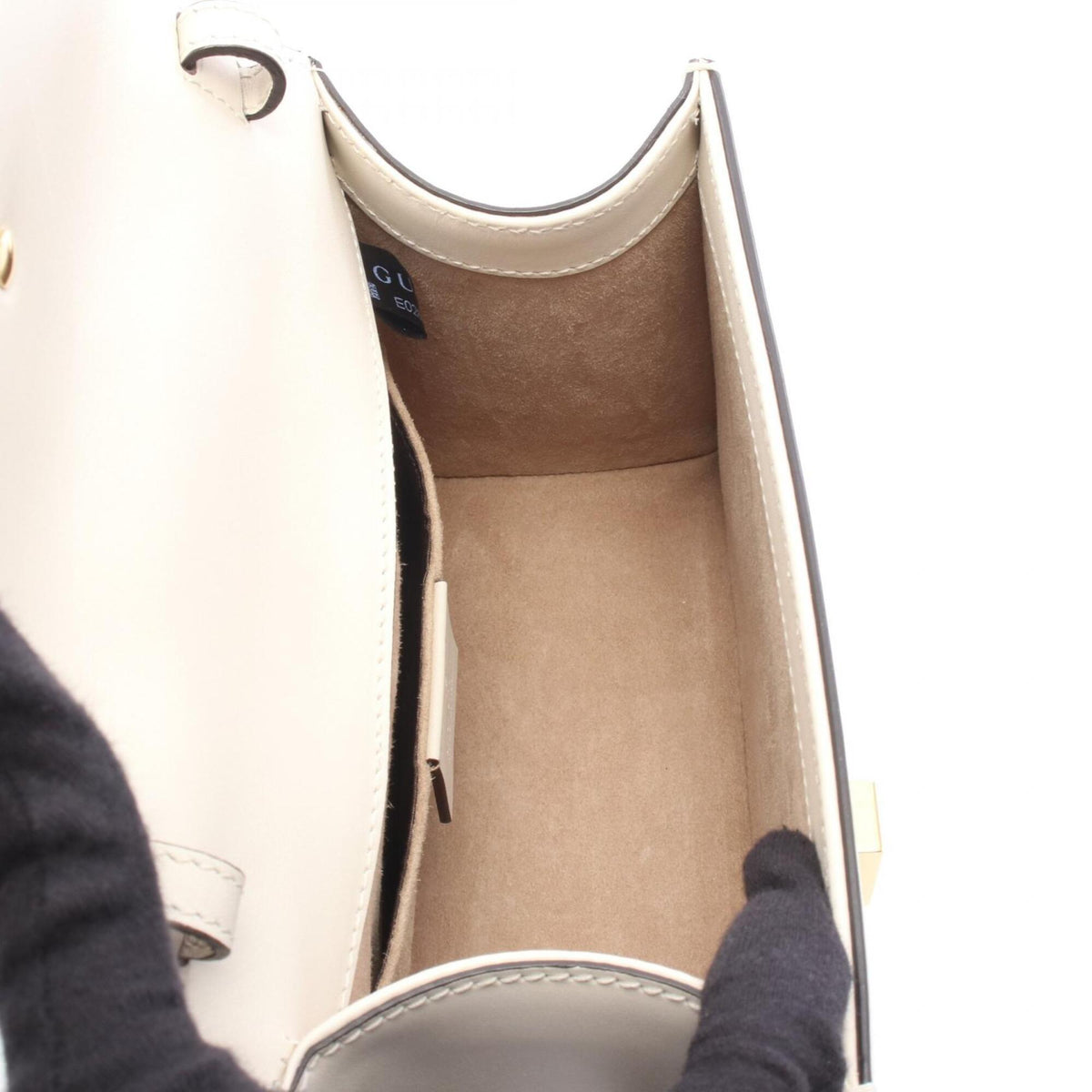 Gucci Navy Red Color White Leather Handbag (Pre-Owned)