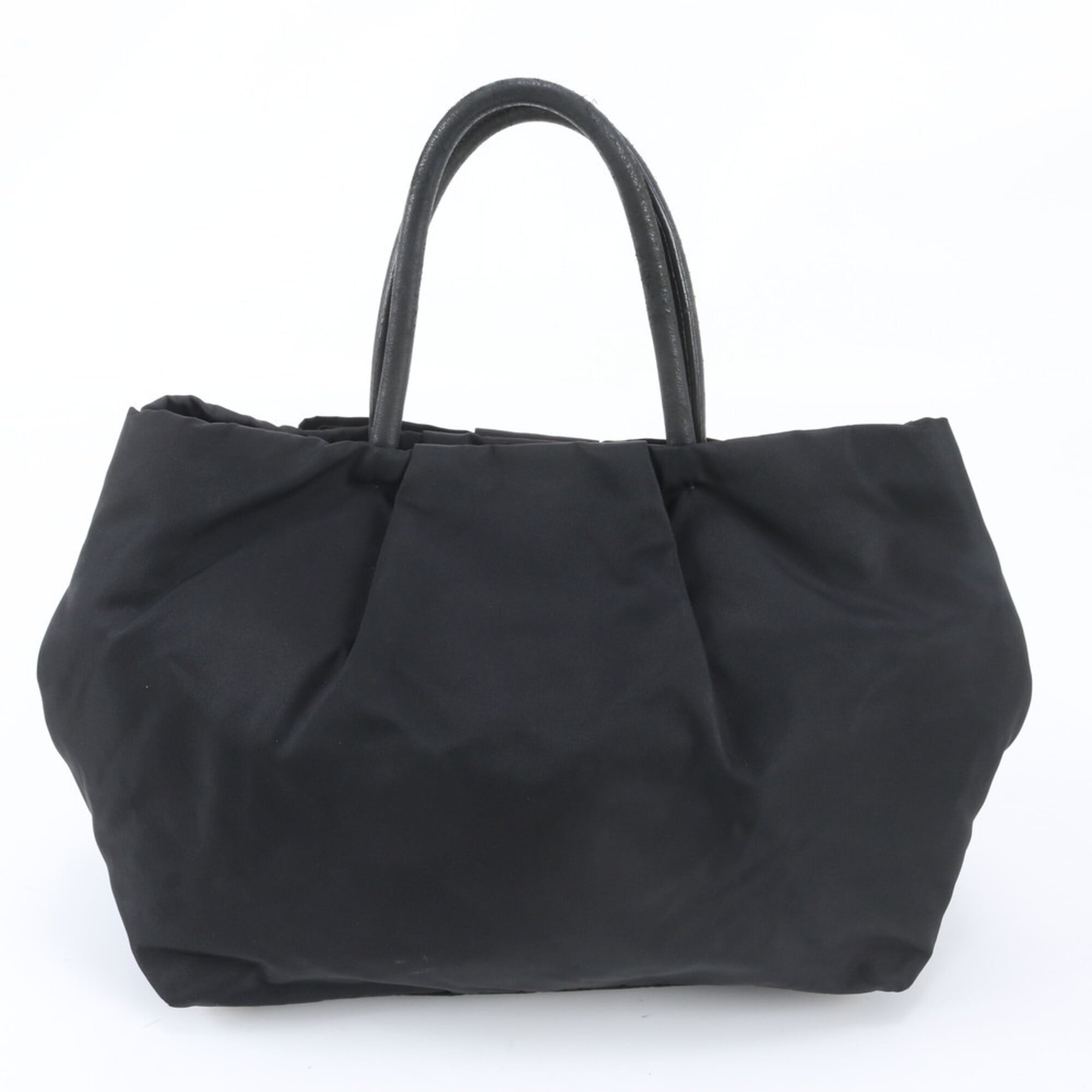 Prada Black Nylon Leather Handbag Tote Bag (Pre-Owned)