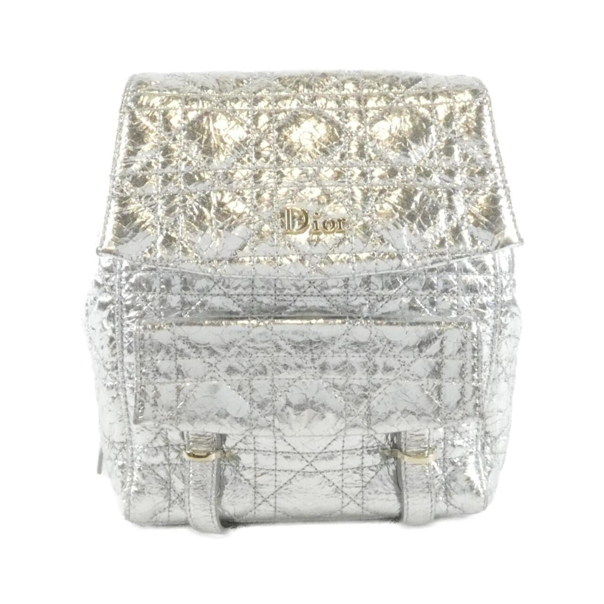 Christian Dior Metallic Silver Leather Backpack (Pre-Owned)
