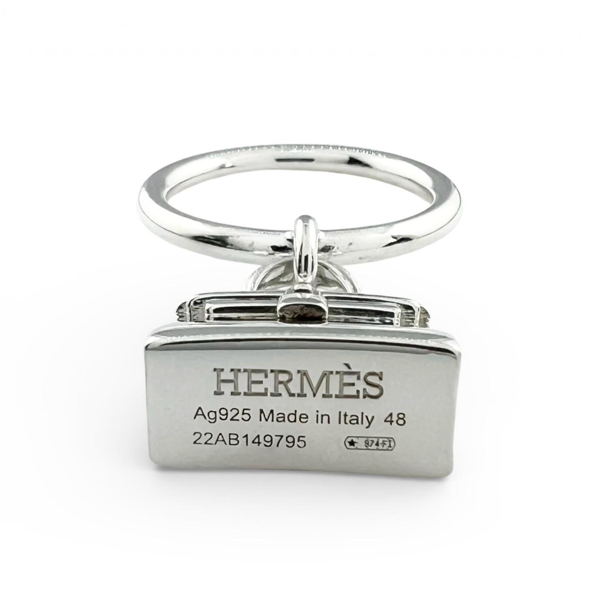Hermes Silver Silver 925 Band Ring (Pre-Owned)