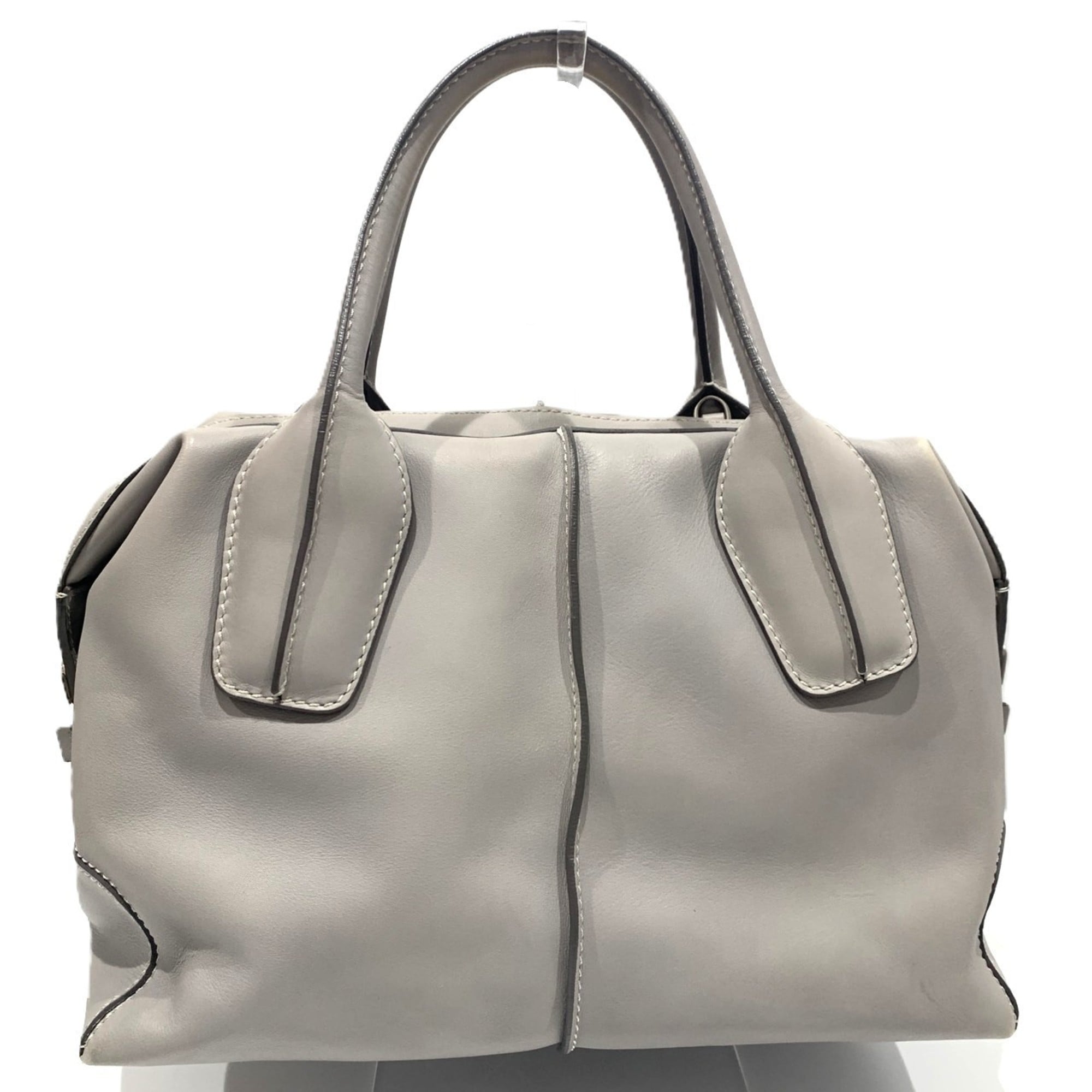 Tod's Gray Leather Handbag Shoulder Bag (Pre-Owned)