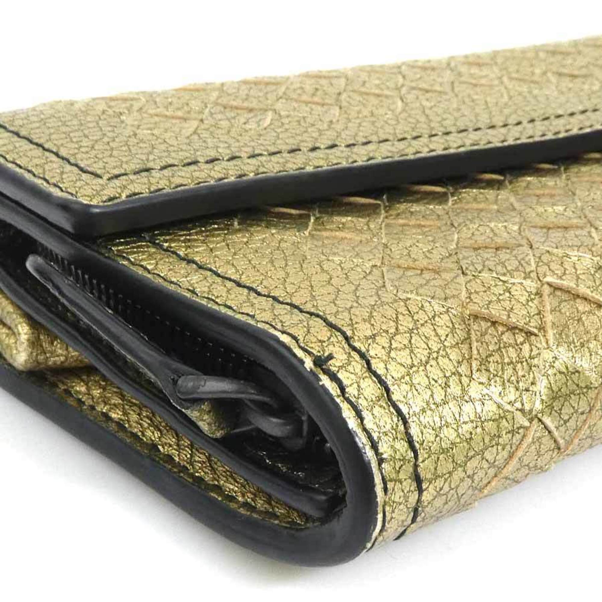 Bottega Veneta Gold Intrecciato Long Wallet (Bi-Fold) (Pre-Owned)