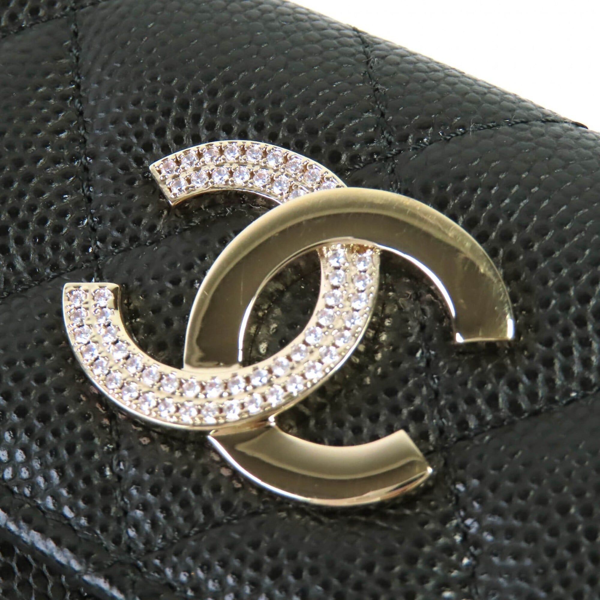 Chanel Matelasse Black Grained Calfskin Wallet (Tri-Fold) (Pre-Owned)