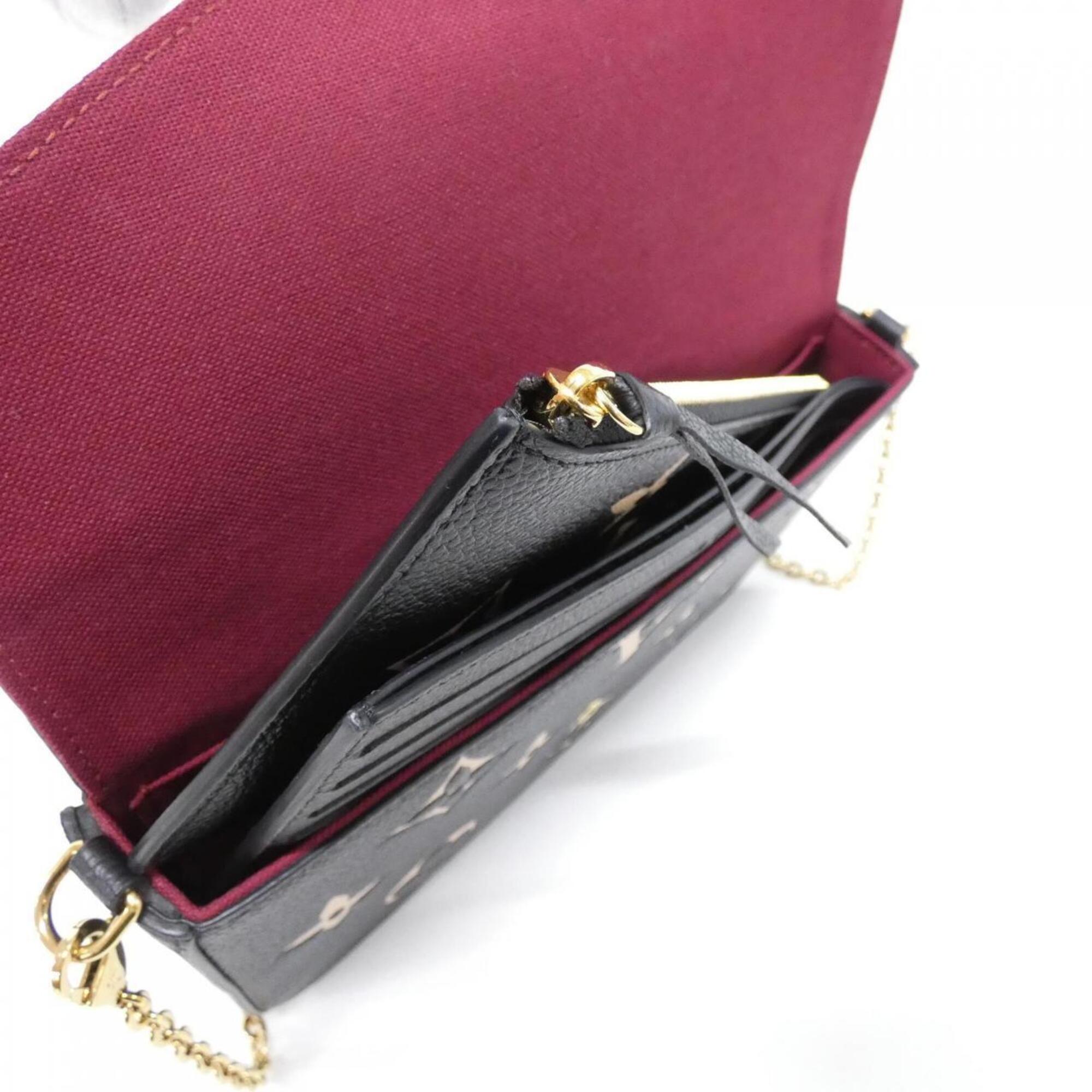 Louis Vuitton Beige Black Leather Pochette Shoulder Bag (Pre-Owned)