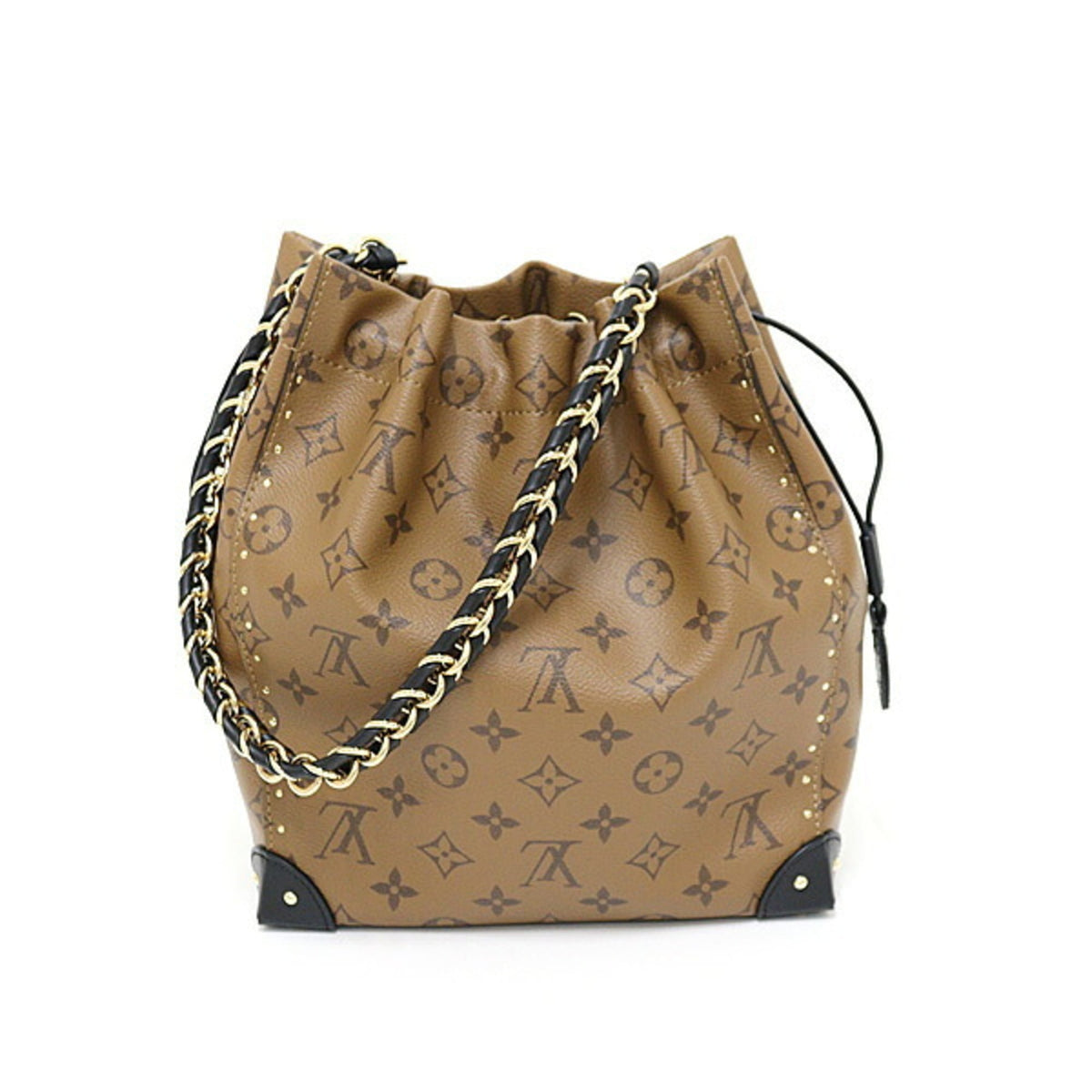 Louis Vuitton Monogram Empreinte Black Light Brown Monogram Reverse Canvas Leather Handbag Shoulder Bag (Pre-Owned)