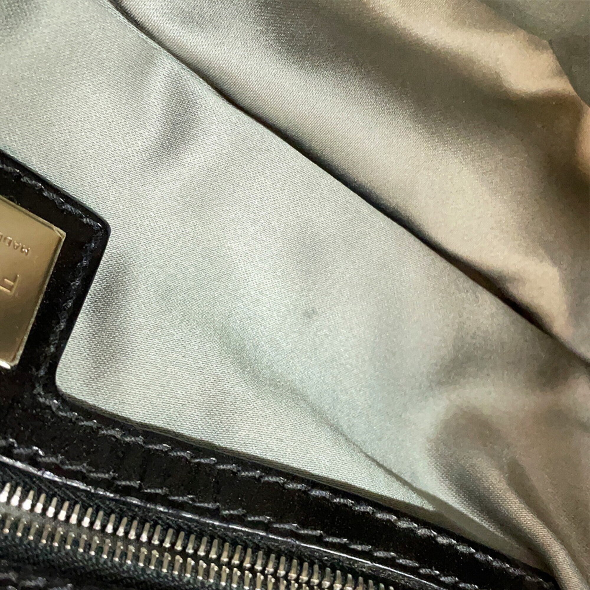 Fendi Black White Wool Leather Handbag (Pre-Owned)