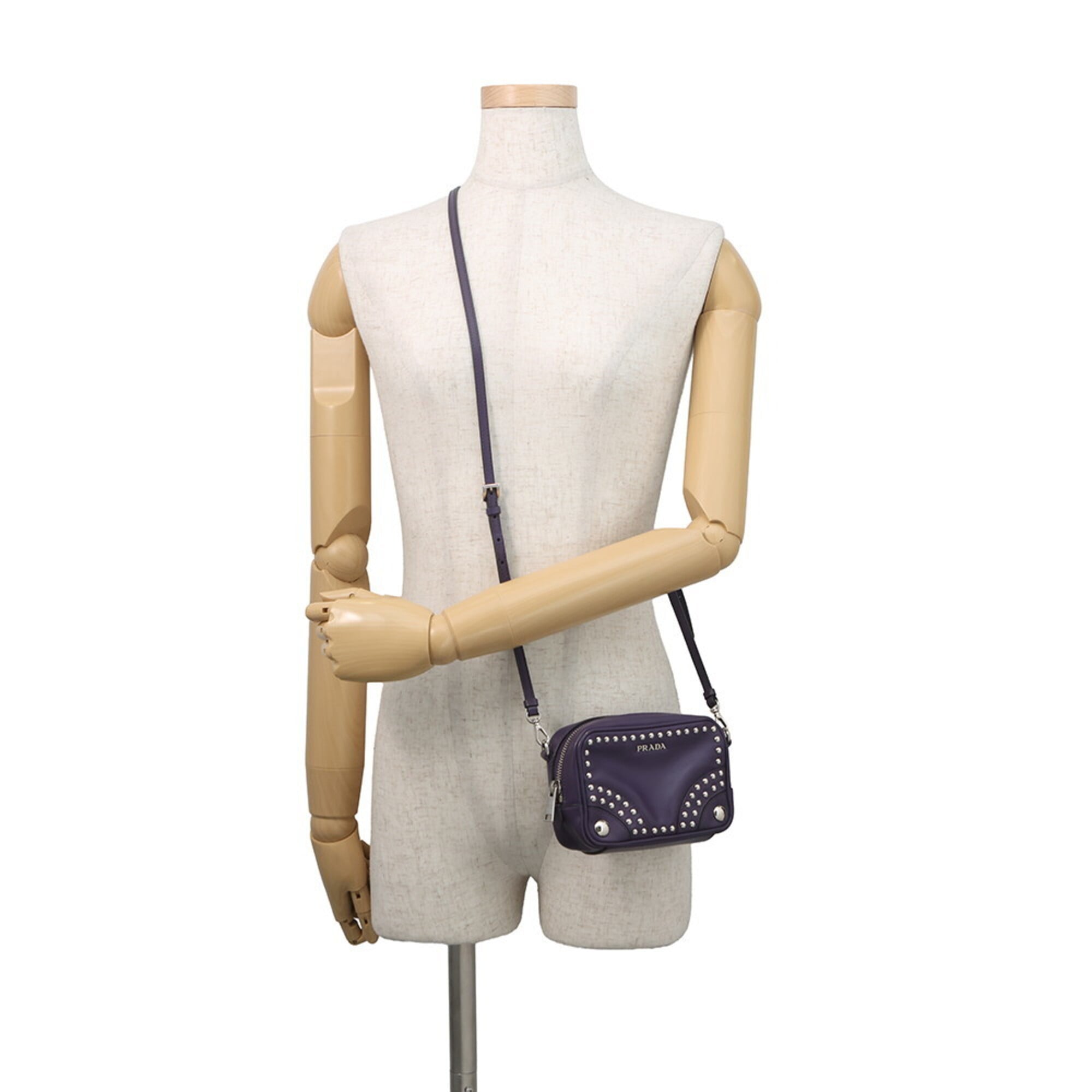 Prada Purple Leather Handbag Shoulder Bag (Pre-Owned)