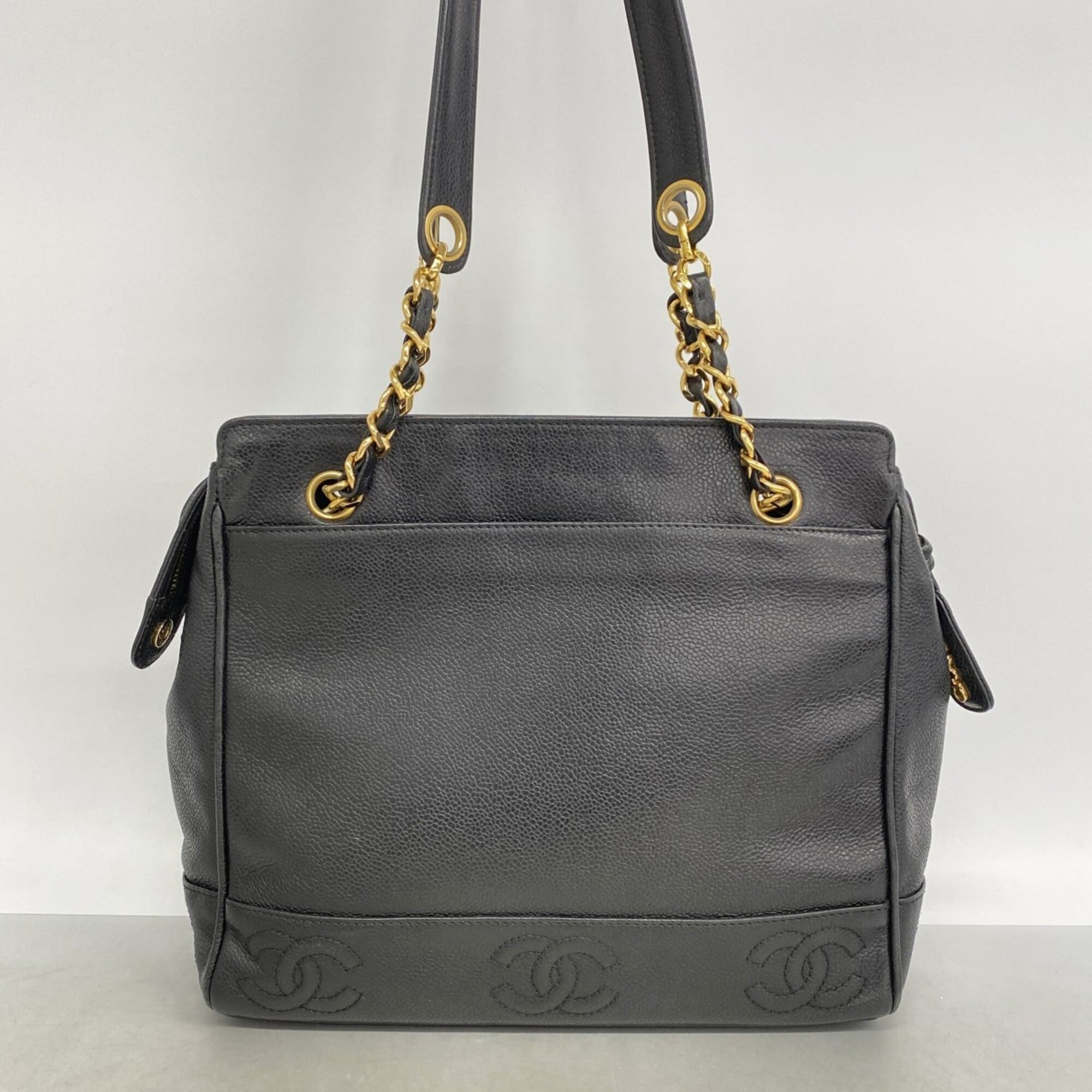 Chanel Black Grained Calfskin Tote Bag (Pre-Owned)