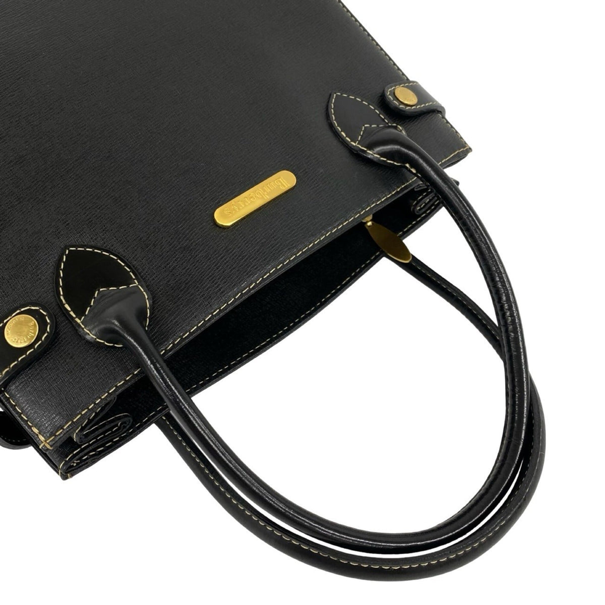 Burberry Black Leather Handbag Tote Bag (Pre-Owned)