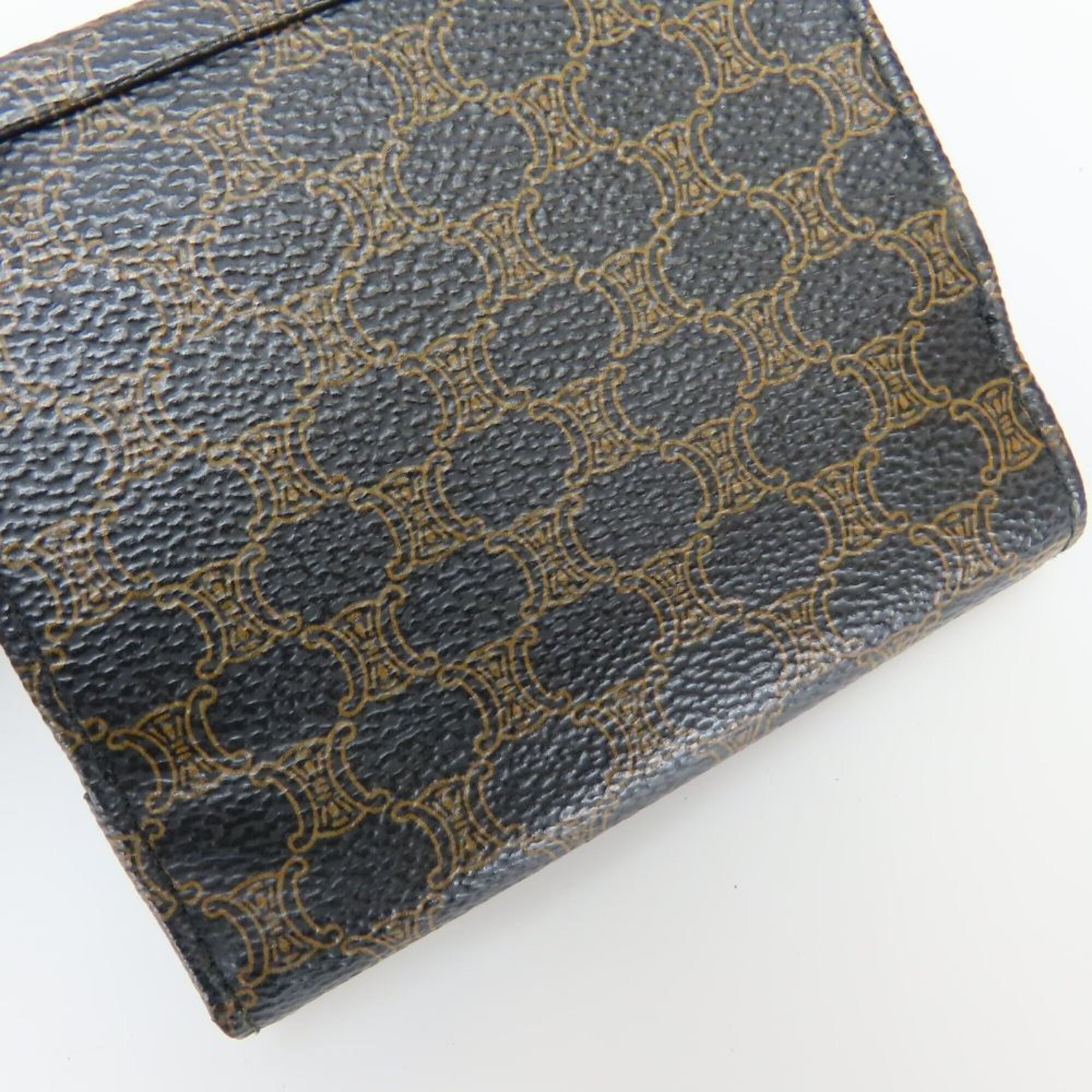 Celine Macadam Black Brown Pvc Leather Wallet (Tri-Fold) (Pre-Owned)