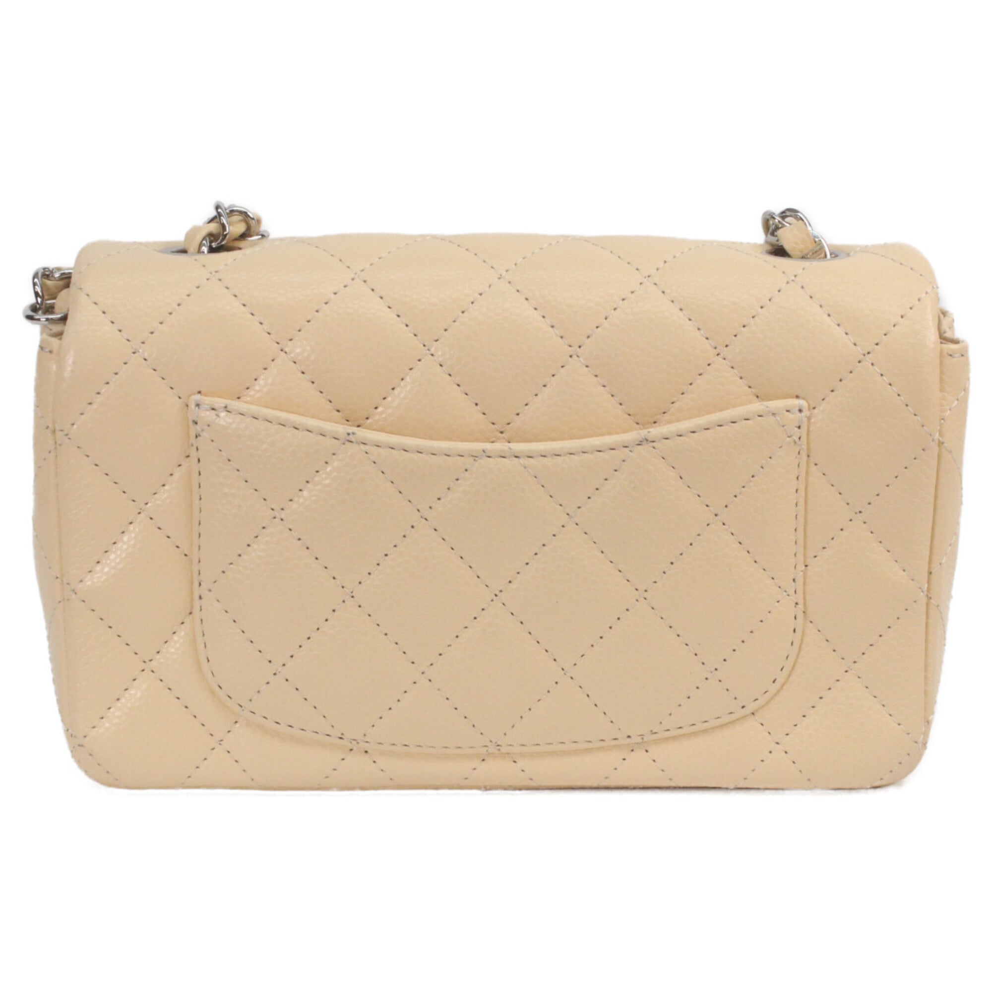 Chanel Light Beige Grained Calfskin Shoulder Bag (Pre-Owned)