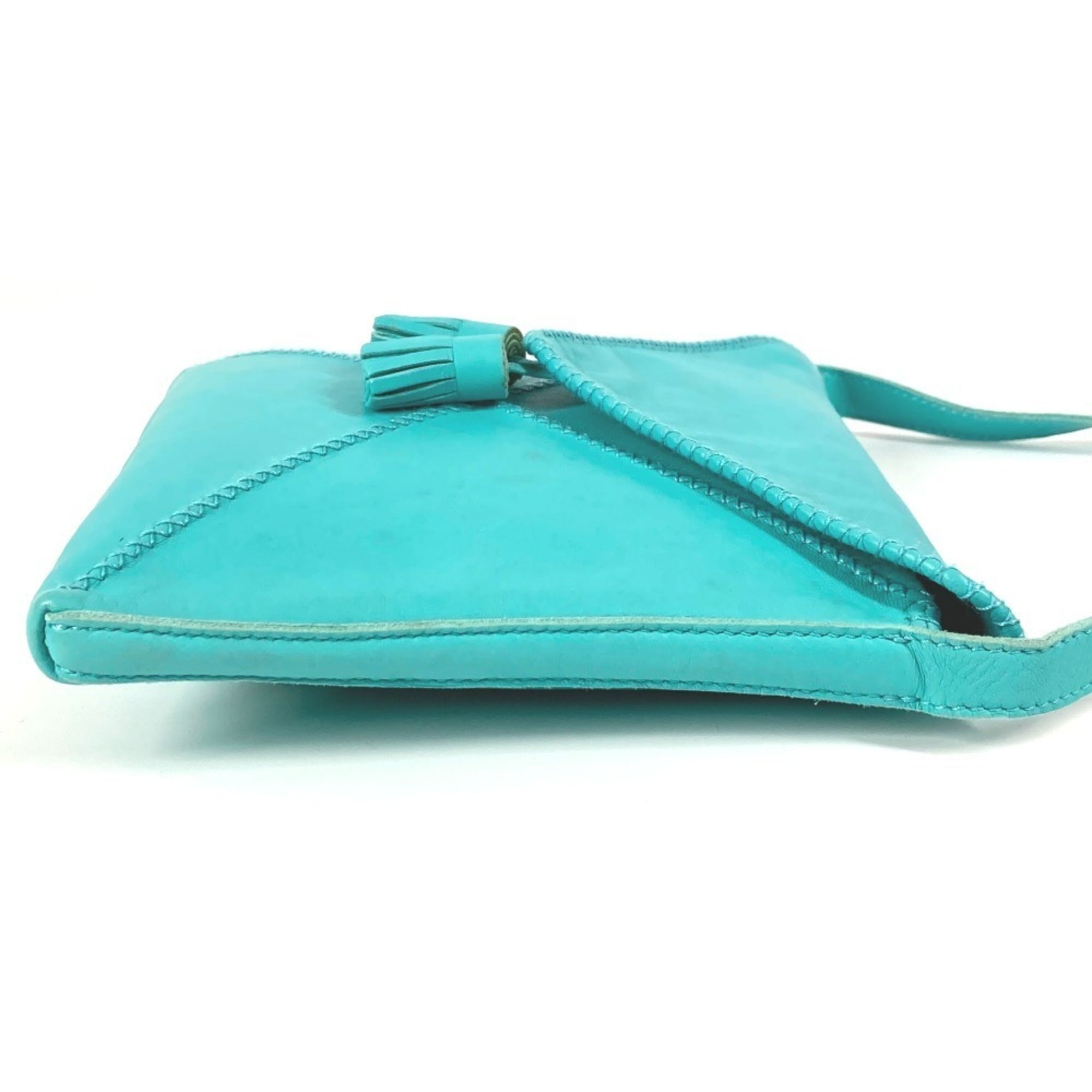 Hermes Turquoise Leather Pochette Shoulder Bag (Pre-Owned)