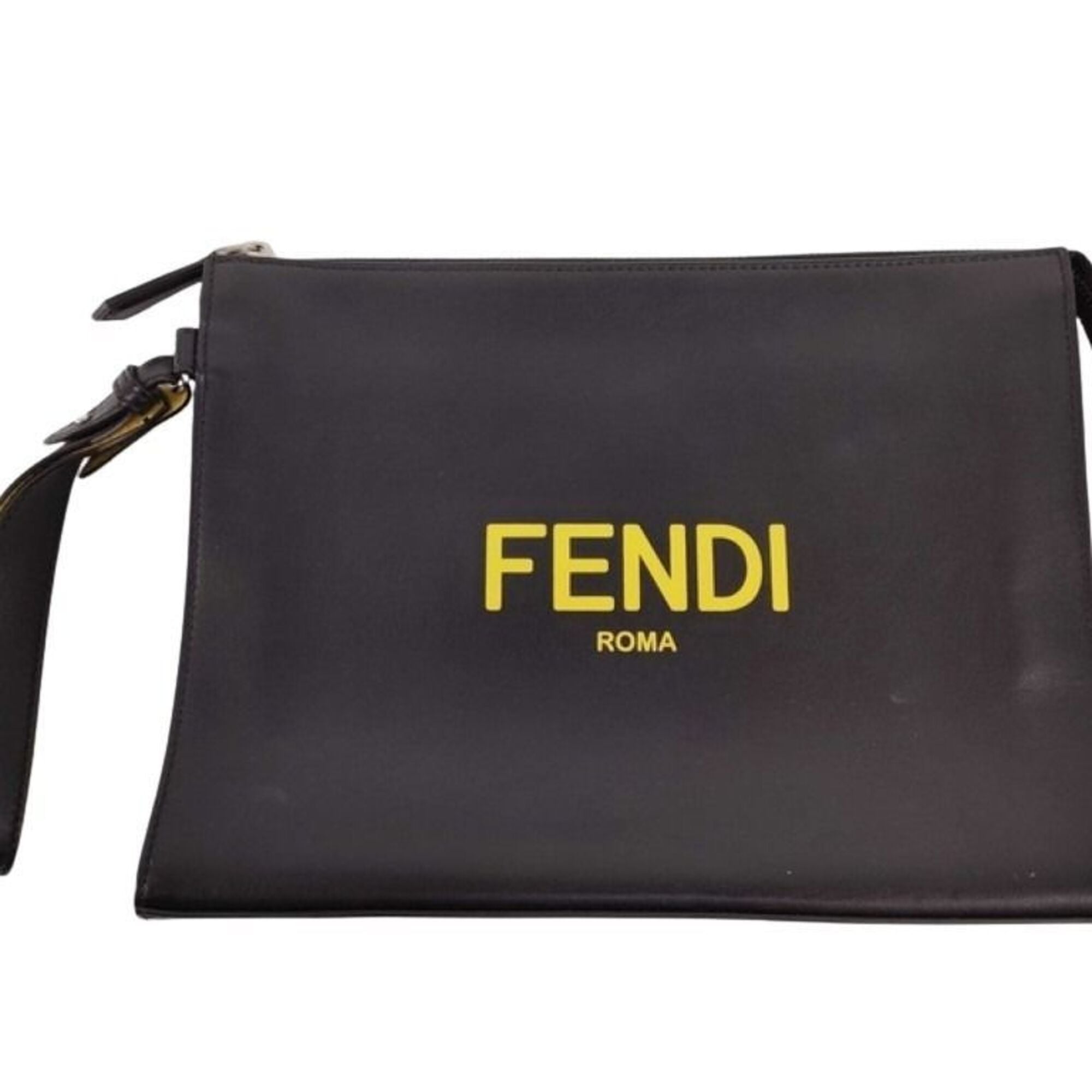 Fendi Black Yellow Leather Clutch Bag (Pre-Owned)