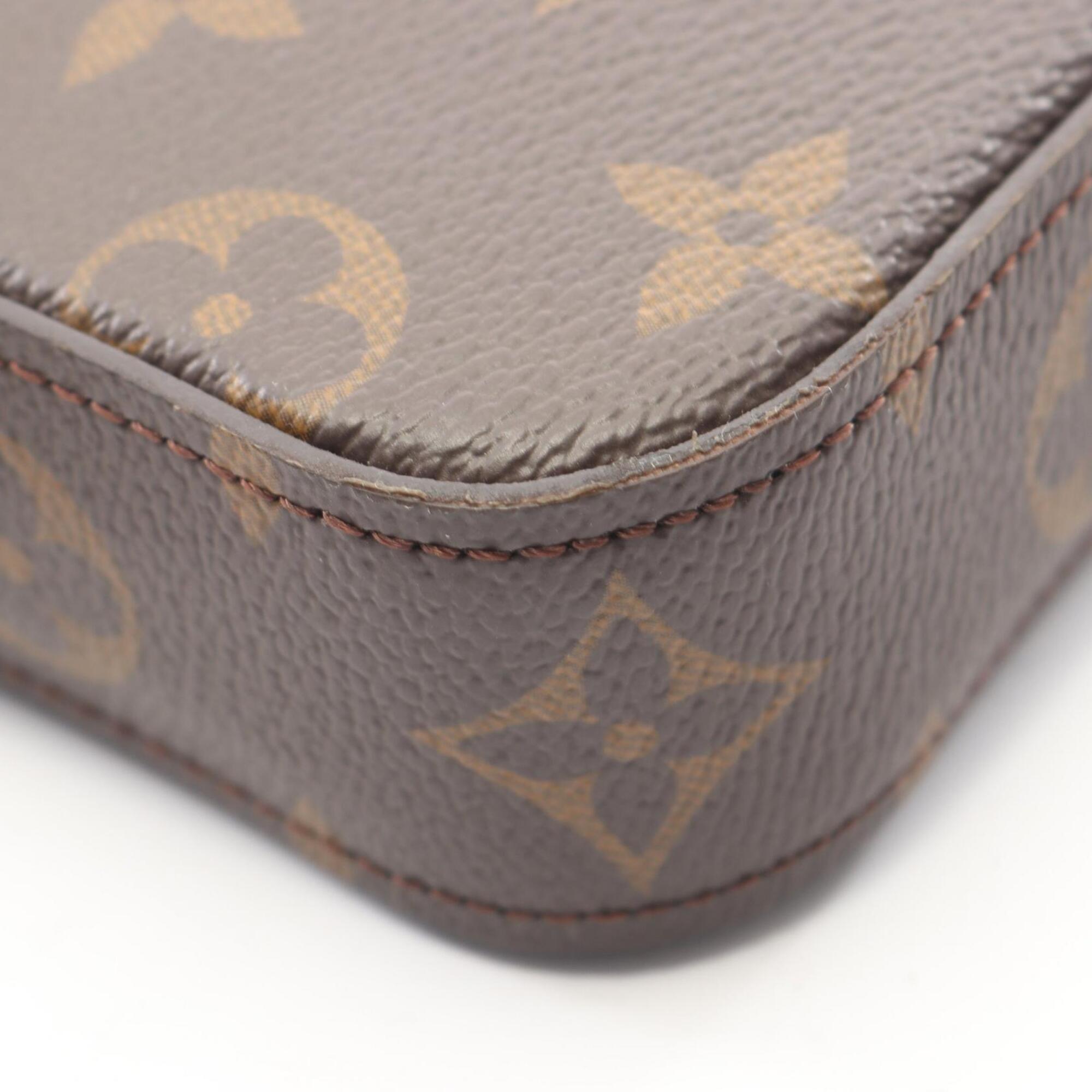 Louis Vuitton Brown Green Coated Canvas Handbag Pochette Shoulder Bag (Pre-Owned)