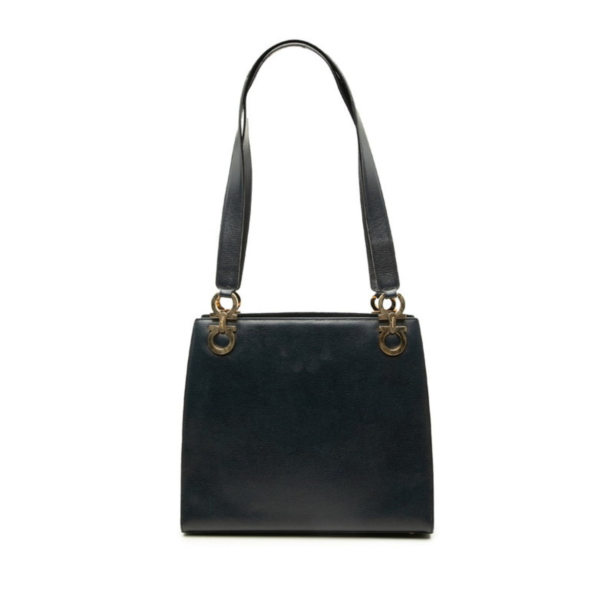 Salvatore Ferragamo Gancini Navy Leather Shoulder Bag (Pre-Owned)